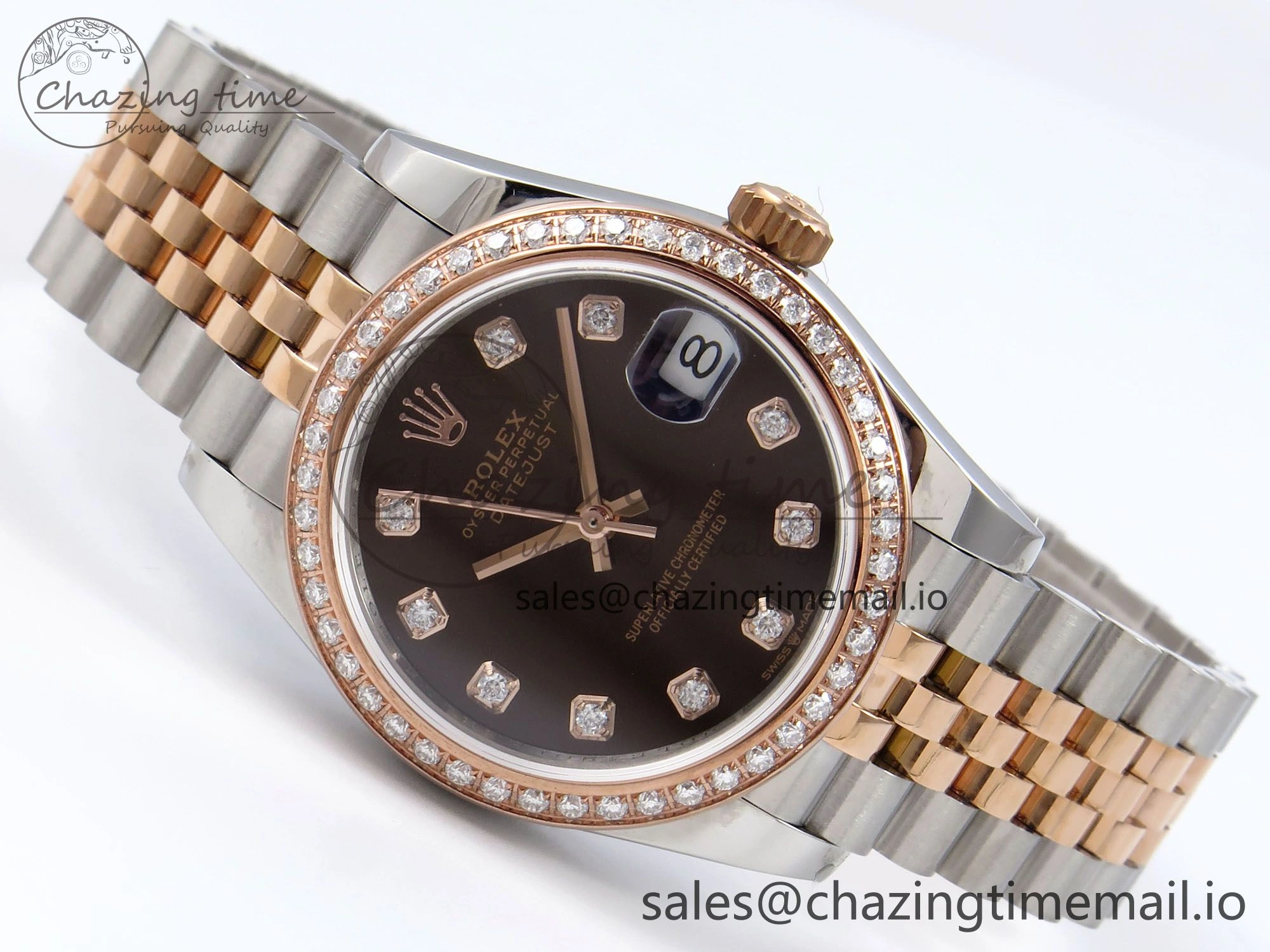 DateJust 31 278381RBR JARF 1:1 Best Edition 904L Steel Brown Diamonds Dial on SS RG Jubilee Bracelet HZ Bright 870