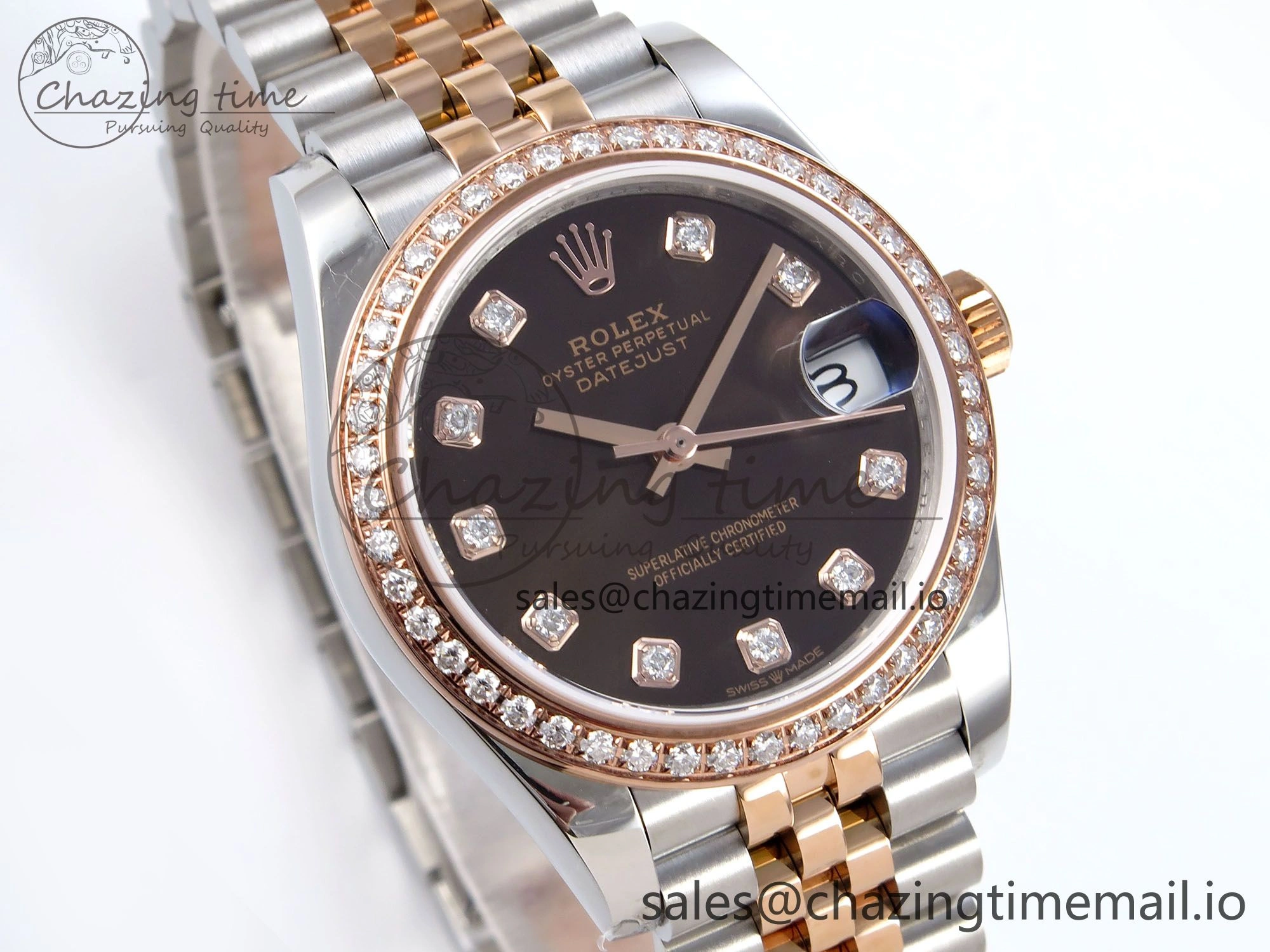 DateJust 31 278381RBR JARF 1:1 Best Edition 904L Steel Brown Diamonds Dial on SS RG Jubilee Bracelet HZ Bright 870