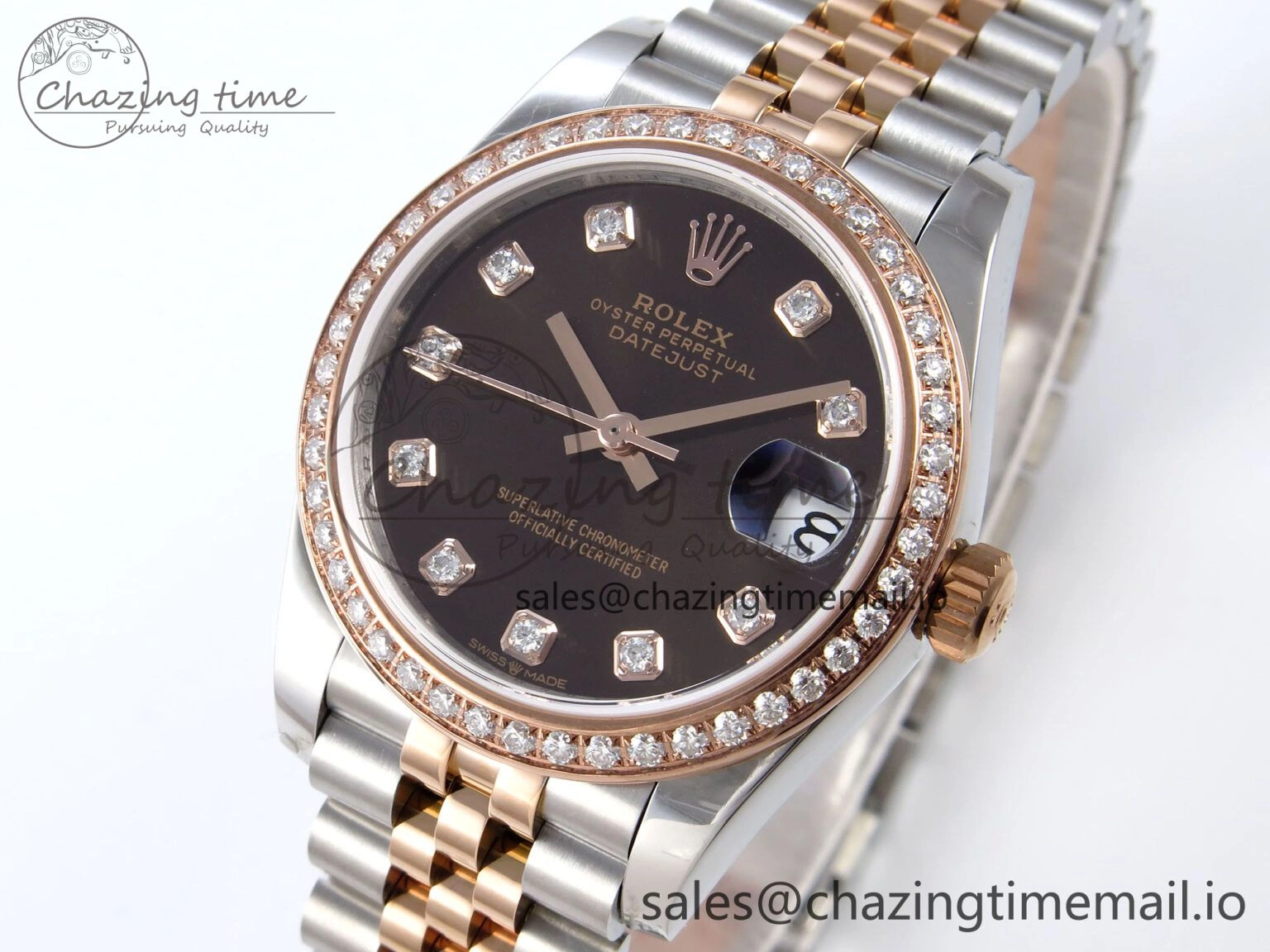 DateJust 31 278381RBR JARF 1:1 Best Edition 904L Steel Brown Diamonds Dial on SS RG Jubilee Bracelet HZ Bright 870