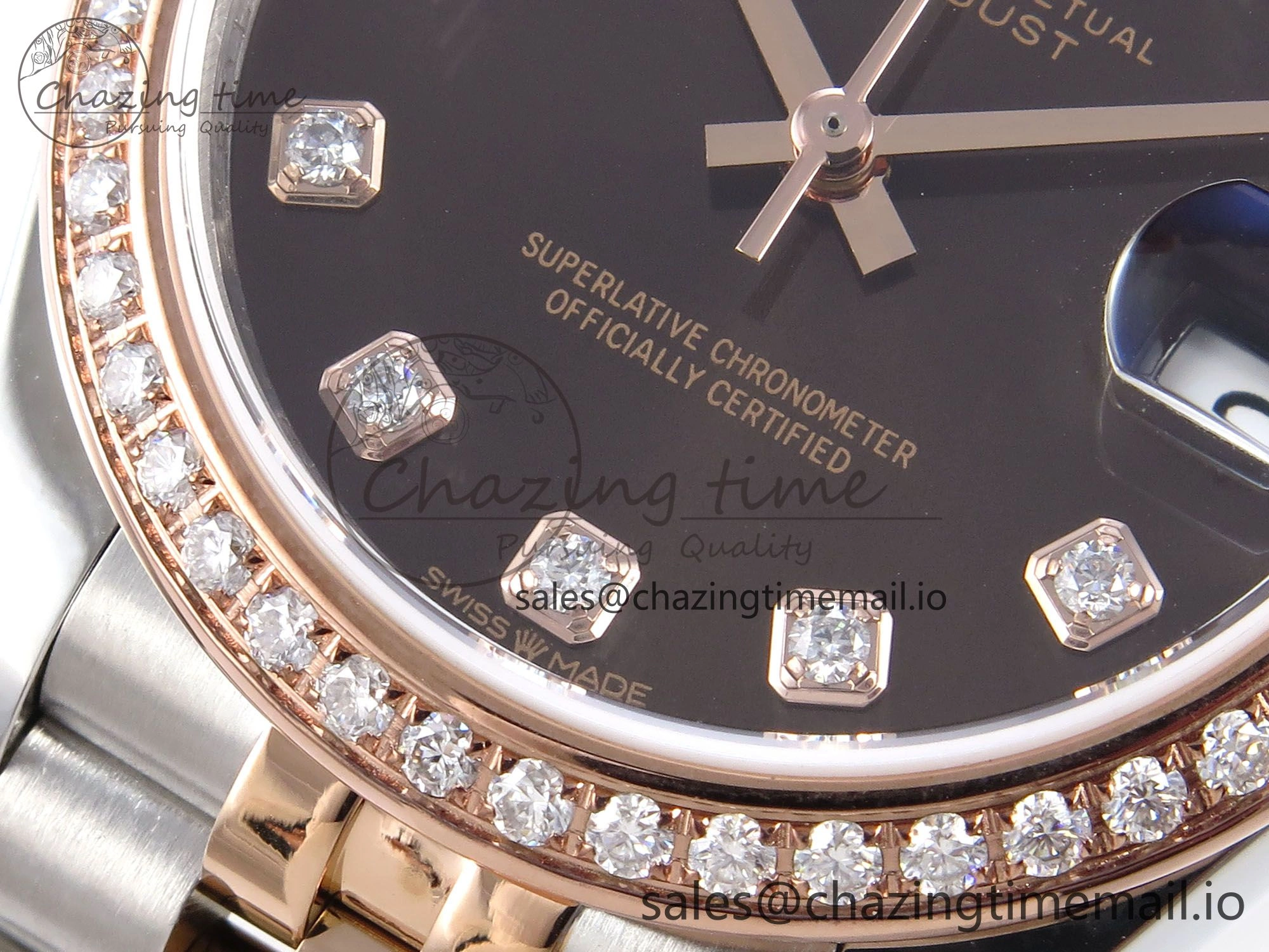 DateJust 31 278381RBR JARF 1:1 Best Edition 904L Steel Brown Diamonds Dial on SS RG Jubilee Bracelet HZ Bright 870