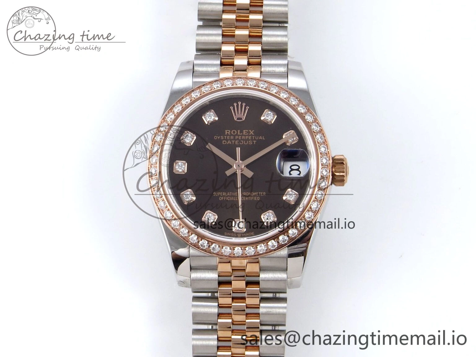 DateJust 31 278381RBR JARF 1:1 Best Edition 904L Steel Brown Diamonds Dial on SS RG Jubilee Bracelet HZ Bright 870