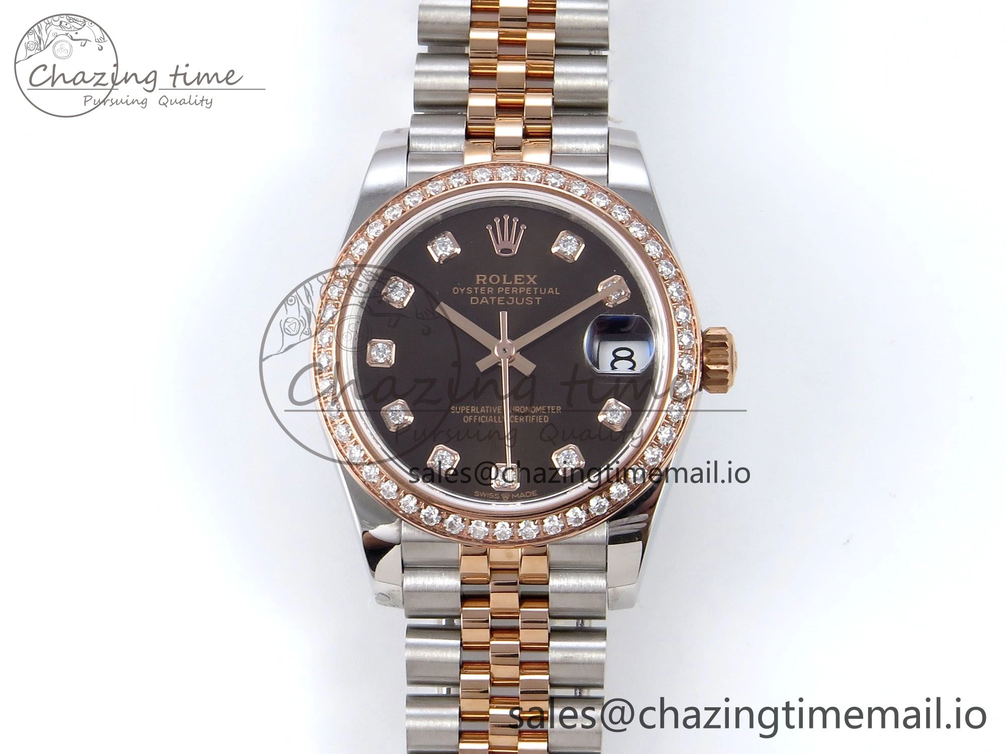 DateJust 31 278381RBR JARF 1:1 Best Edition 904L Steel Brown Diamonds Dial on SS RG Jubilee Bracelet HZ Bright 870