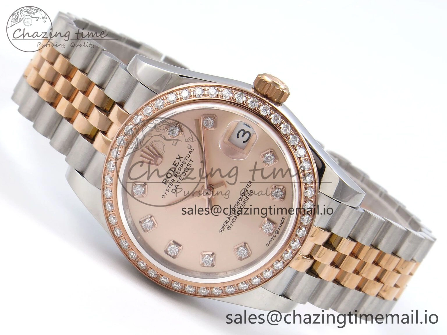 DateJust 31 278381RBR JARF 1:1 Best Edition 904L Steel RG Diamonds Dial on SS RG Jubilee Bracelet HZ ZeroBulk 869