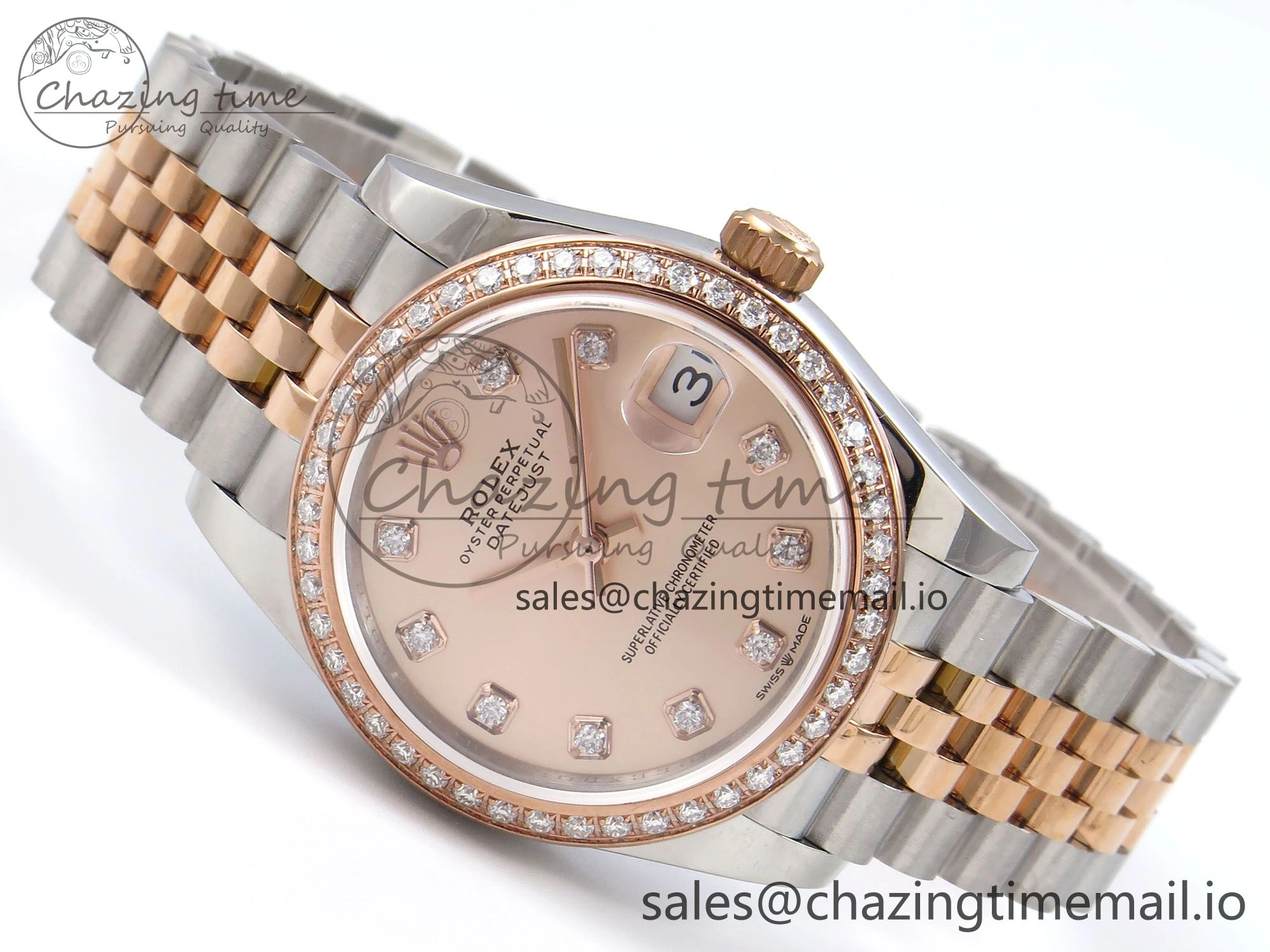 DateJust 31 278381RBR JARF 1:1 Best Edition 904L Steel RG Diamonds Dial on SS RG Jubilee Bracelet HZ ZeroBulk 869