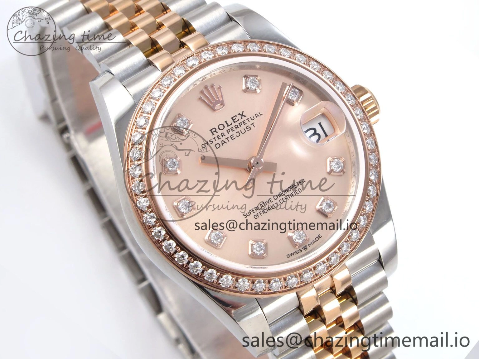 DateJust 31 278381RBR JARF 1:1 Best Edition 904L Steel RG Diamonds Dial on SS RG Jubilee Bracelet HZ ZeroBulk 869
