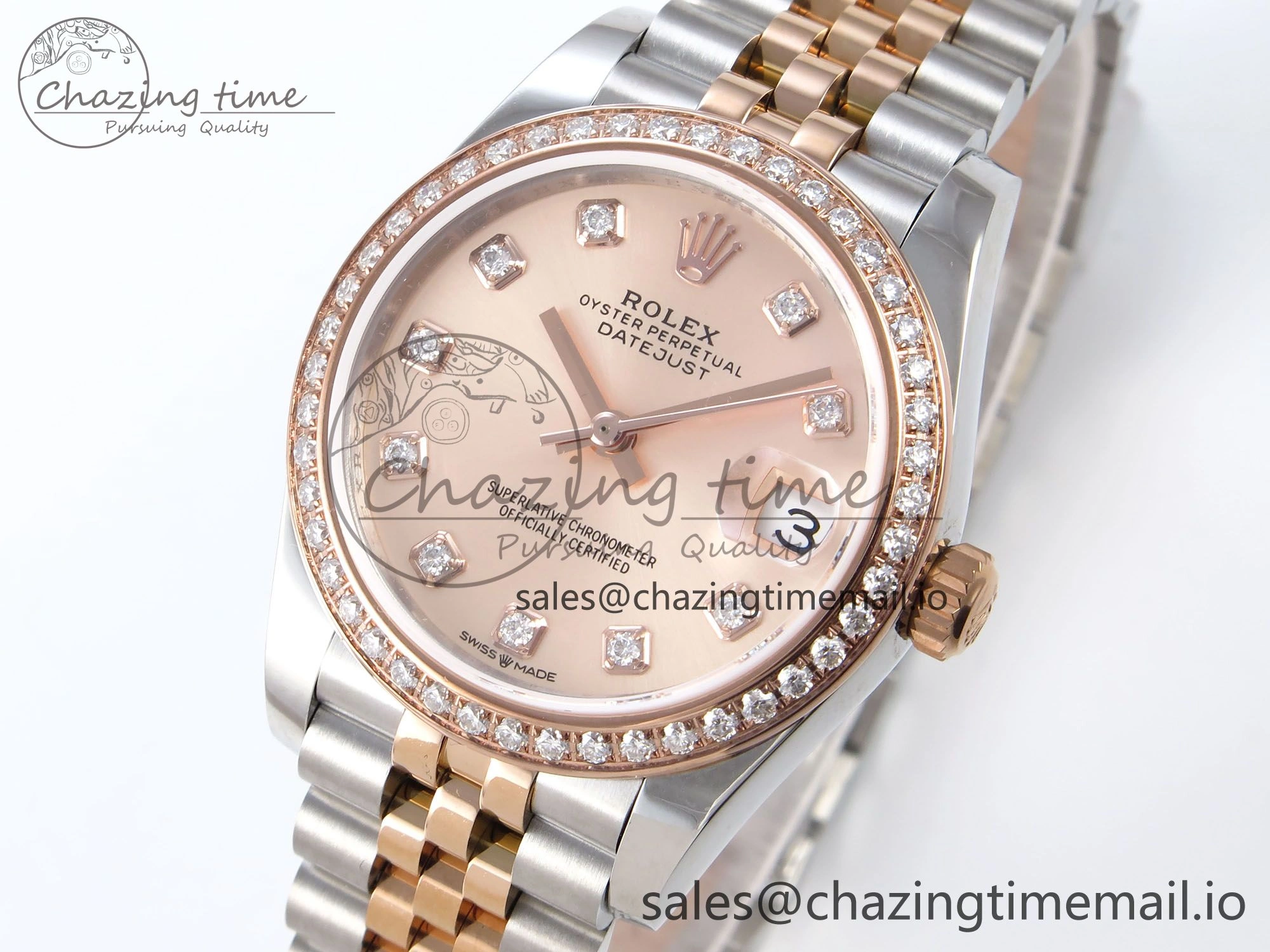 DateJust 31 278381RBR JARF 1:1 Best Edition 904L Steel RG Diamonds Dial on SS RG Jubilee Bracelet HZ ZeroBulk 869