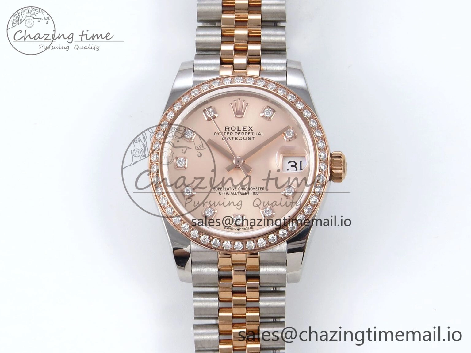 DateJust 31 278381RBR JARF 1:1 Best Edition 904L Steel RG Diamonds Dial on SS RG Jubilee Bracelet HZ ZeroBulk 869
