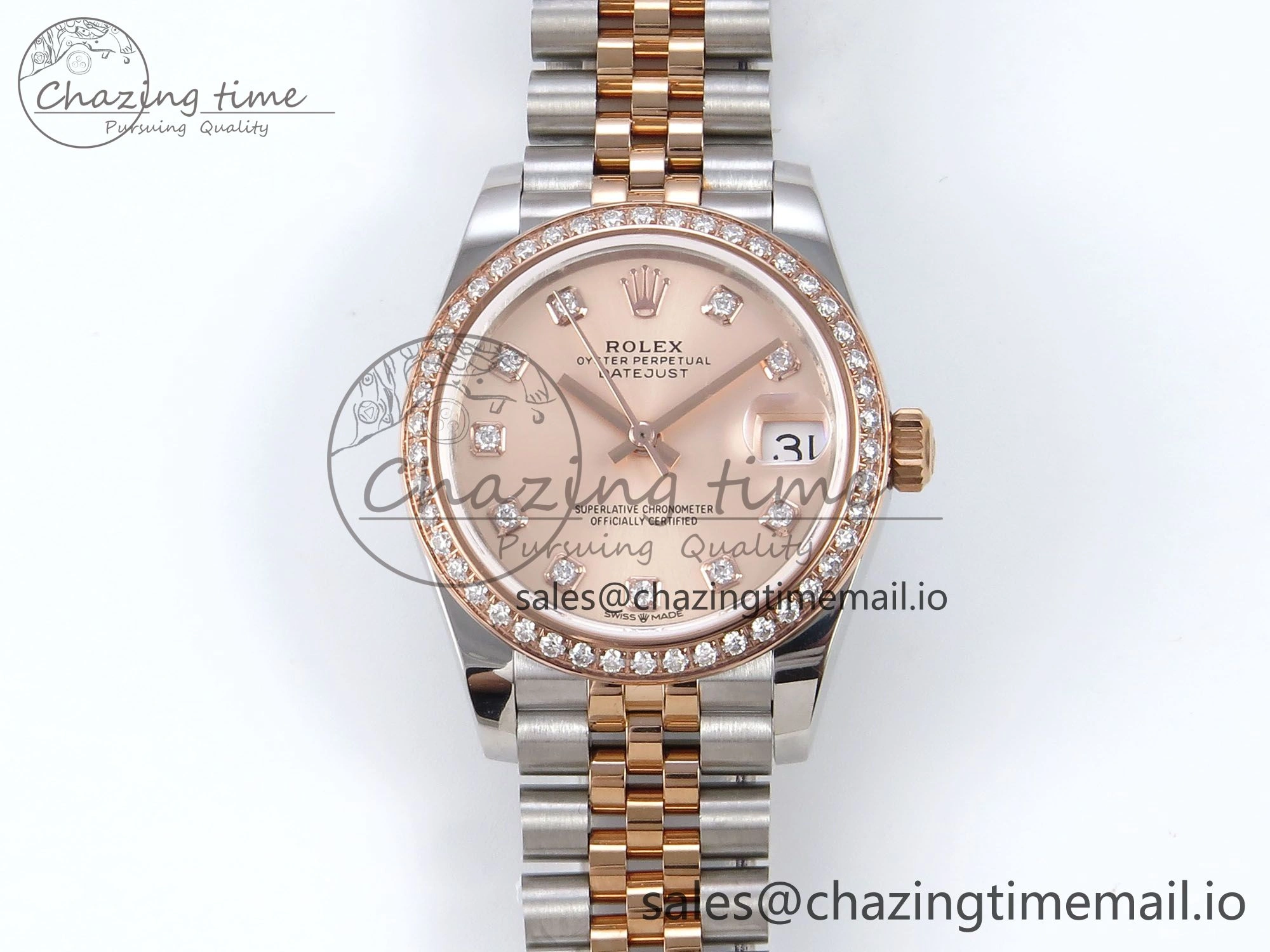 DateJust 31 278381RBR JARF 1:1 Best Edition 904L Steel RG Diamonds Dial on SS RG Jubilee Bracelet HZ ZeroBulk 869