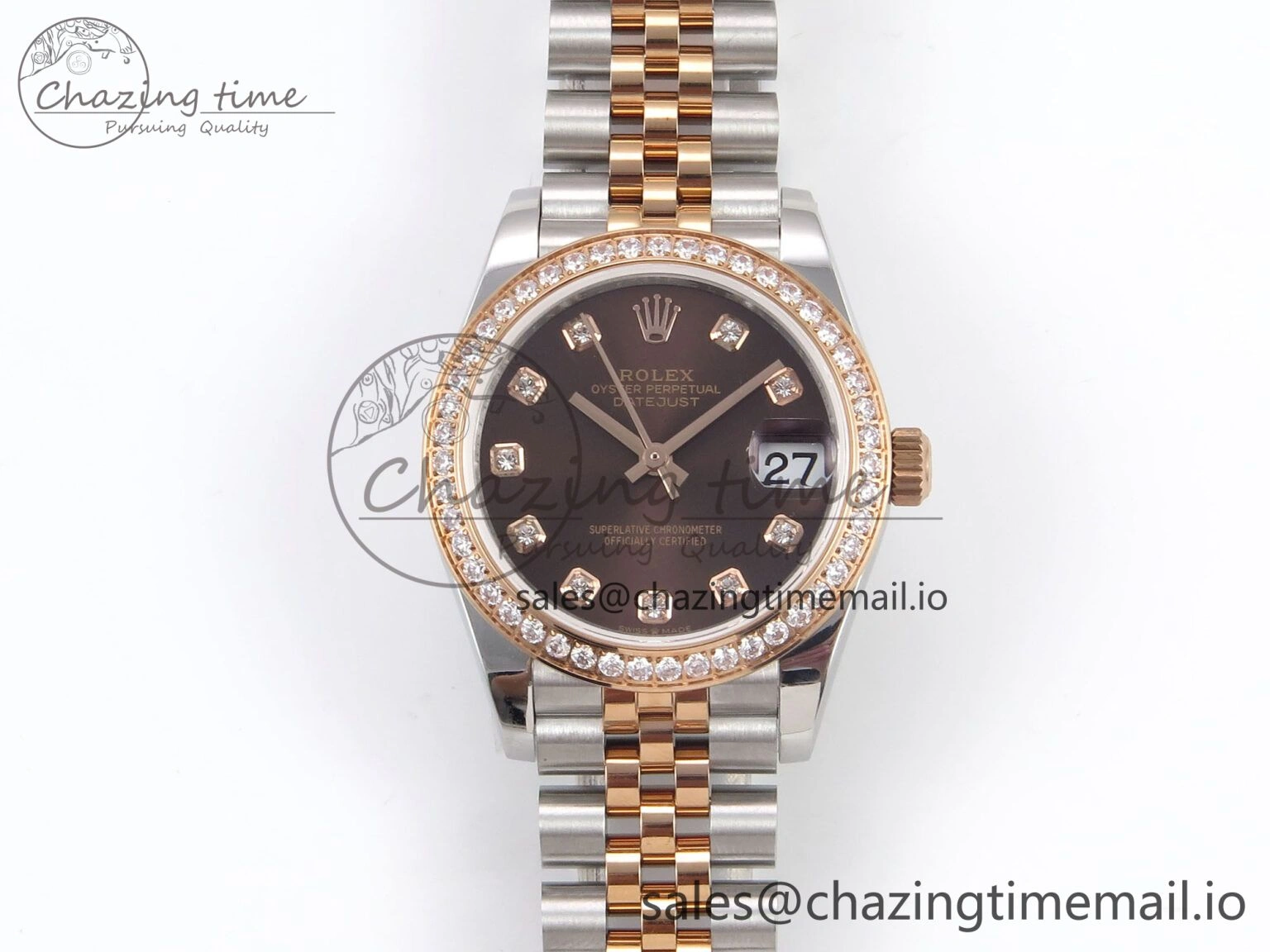 DateJust 31 278381RBR SS RG GMF 1:1 Best Edition 904L Steel Brown Dimonds Dial on Jubilee Bracelet A Lightweight 1166