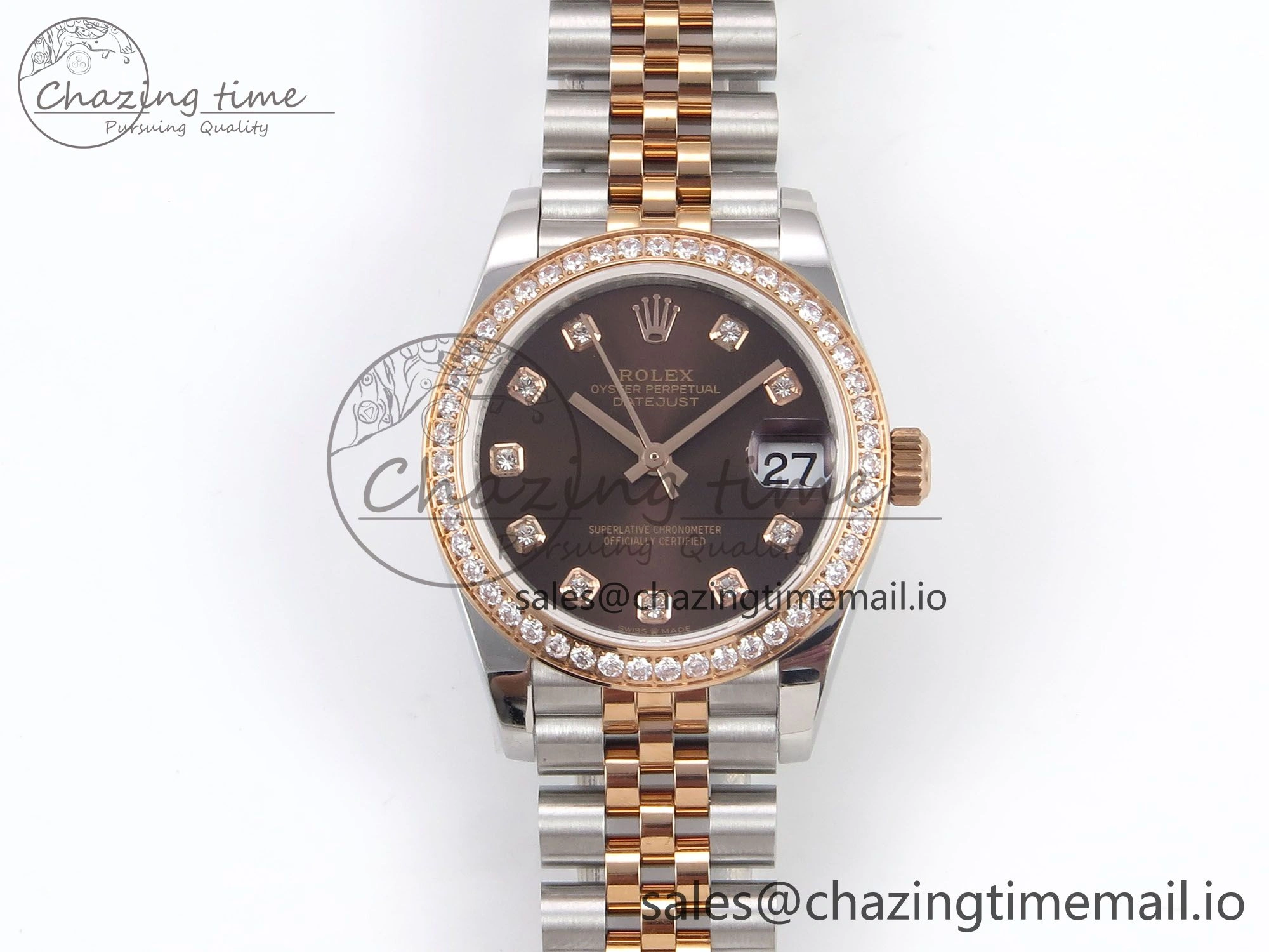DateJust 31 278381RBR SS RG GMF 1:1 Best Edition 904L Steel Brown Dimonds Dial on Jubilee Bracelet A Lightweight 1166