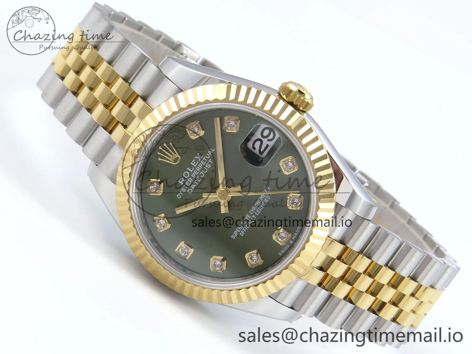 DateJust 31 278383 ARF 1:1 Best Edition 904L Steel Green Diamonds Dial on SS YG Jubilee Bracelet ETA EasyCare 569