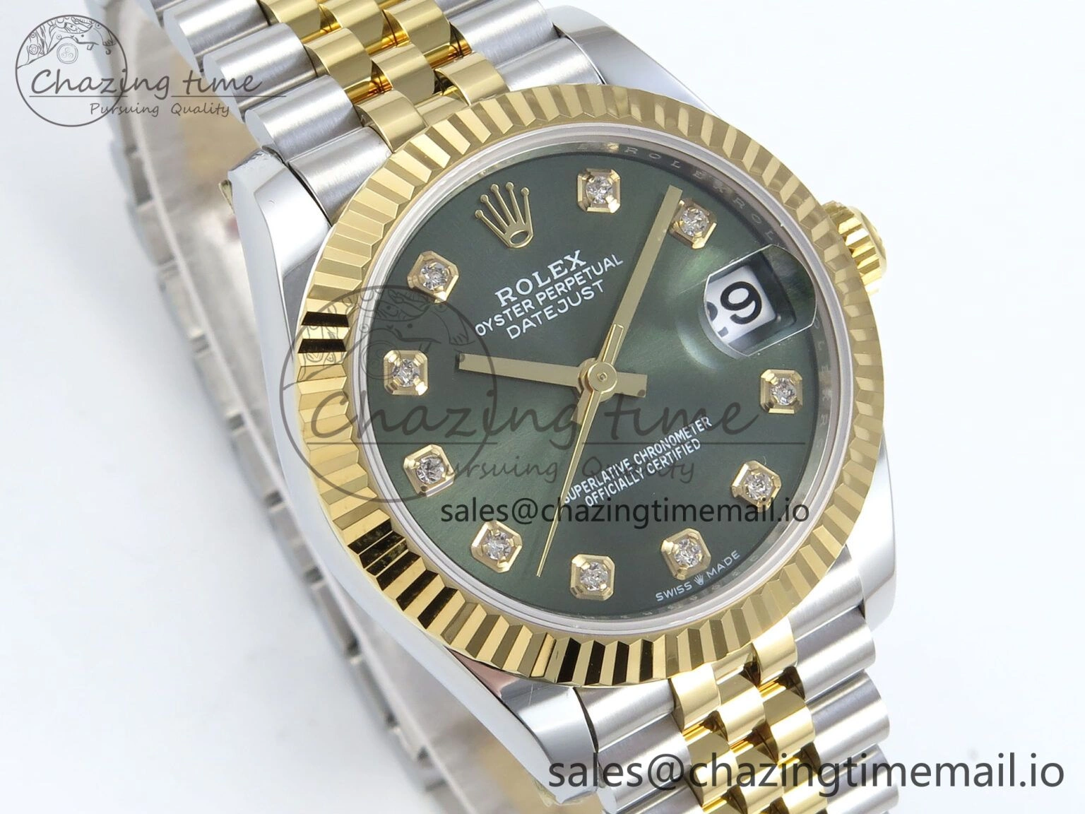 DateJust 31 278383 ARF 1:1 Best Edition 904L Steel Green Diamonds Dial on SS YG Jubilee Bracelet ETA EasyCare 569