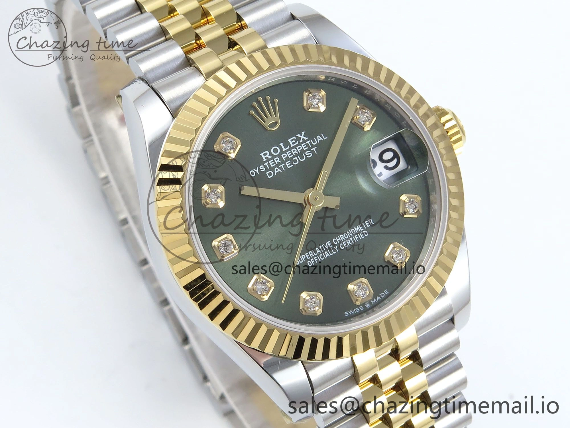 DateJust 31 278383 ARF 1:1 Best Edition 904L Steel Green Diamonds Dial on SS YG Jubilee Bracelet ETA EasyCare 569