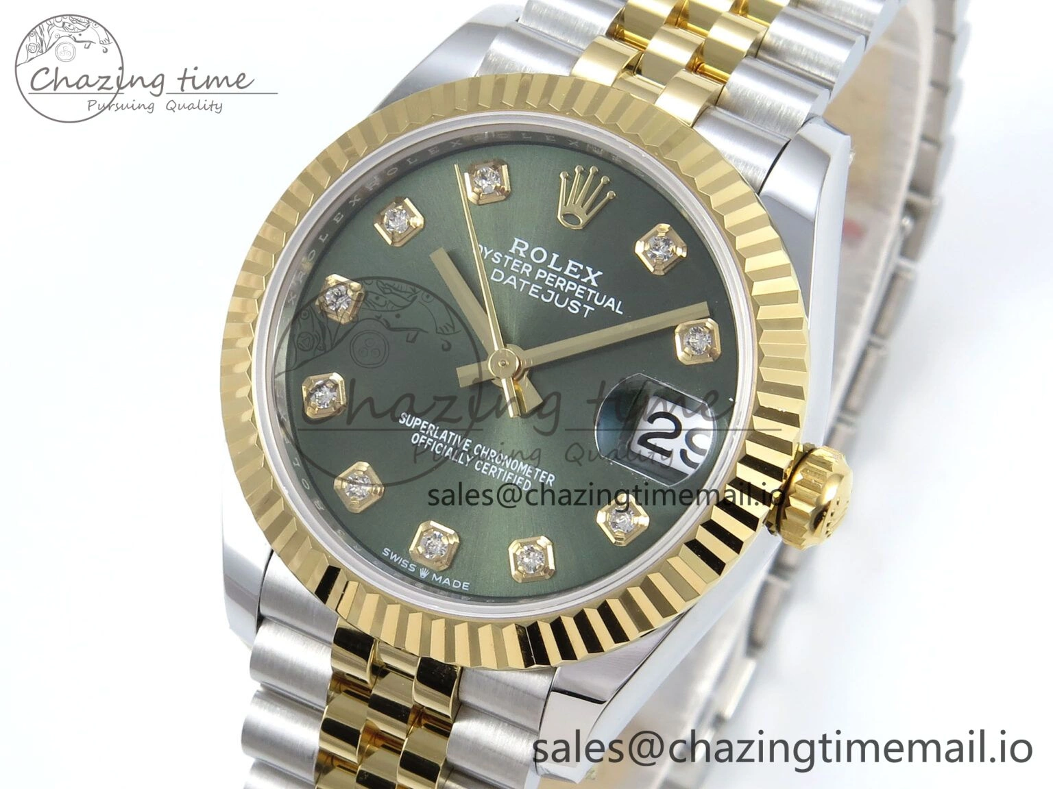 DateJust 31 278383 ARF 1:1 Best Edition 904L Steel Green Diamonds Dial on SS YG Jubilee Bracelet ETA EasyCare 569