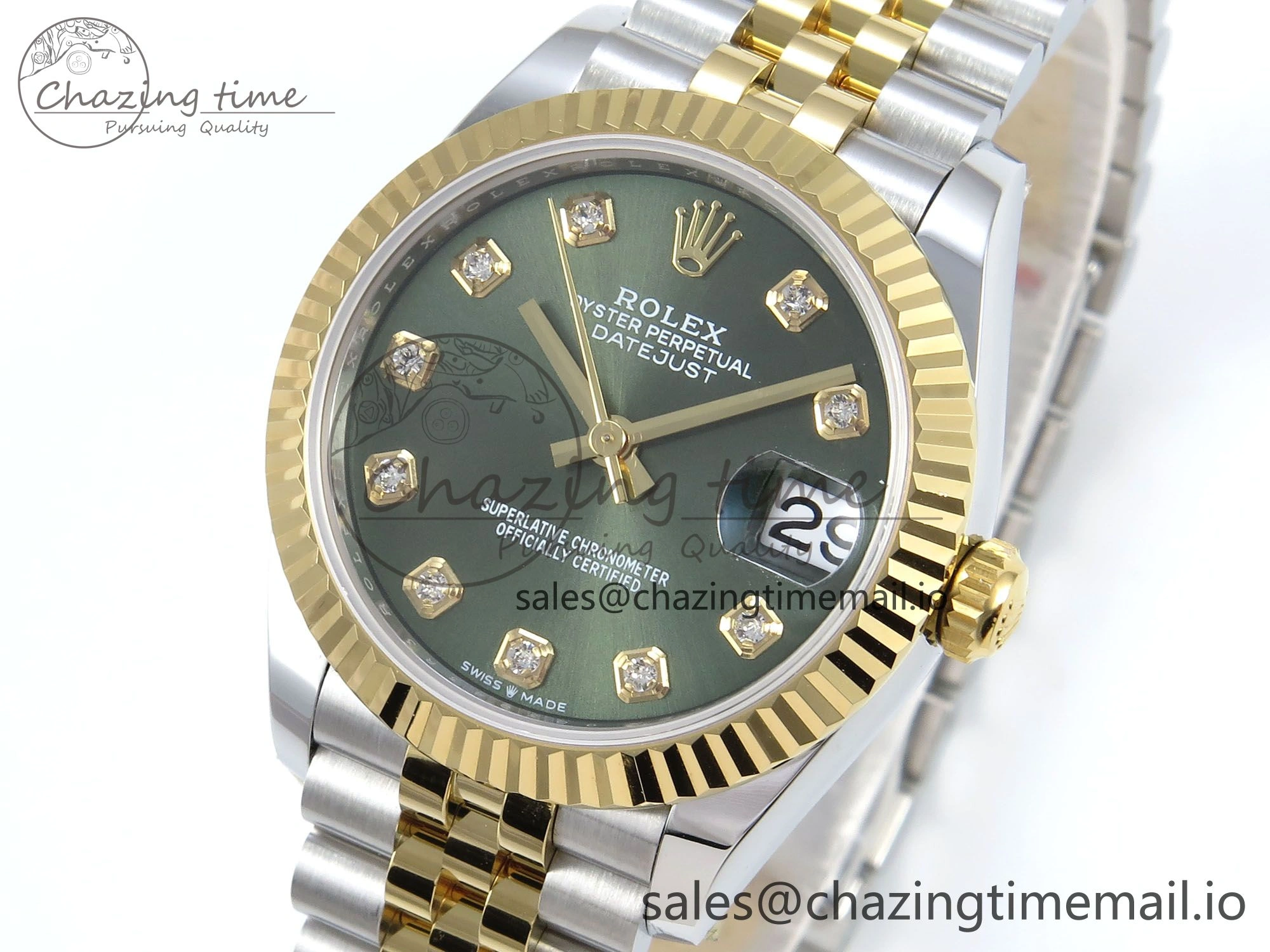 DateJust 31 278383 ARF 1:1 Best Edition 904L Steel Green Diamonds Dial on SS YG Jubilee Bracelet ETA EasyCare 569