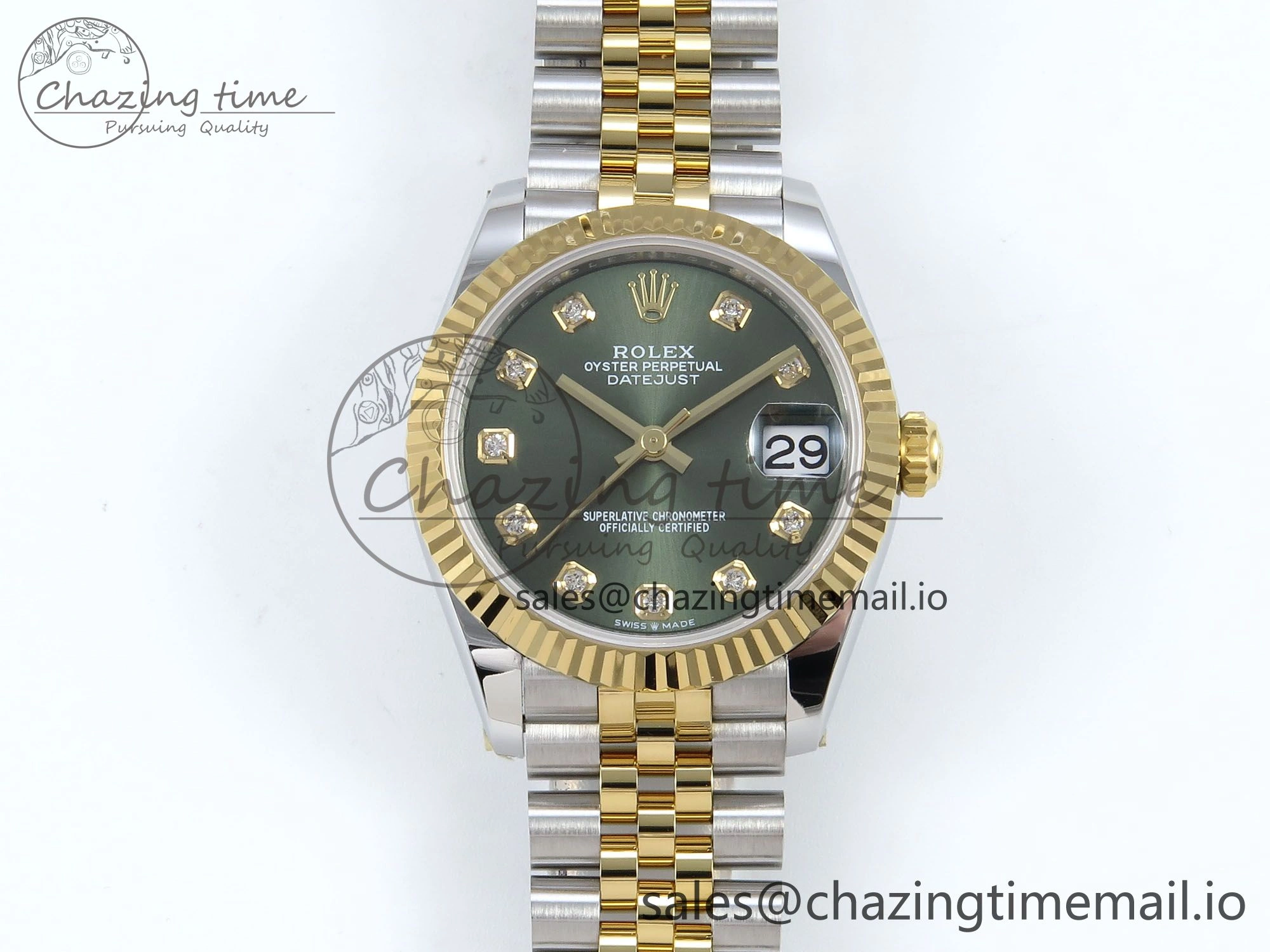 DateJust 31 278383 ARF 1:1 Best Edition 904L Steel Green Diamonds Dial on SS YG Jubilee Bracelet ETA EasyCare 569