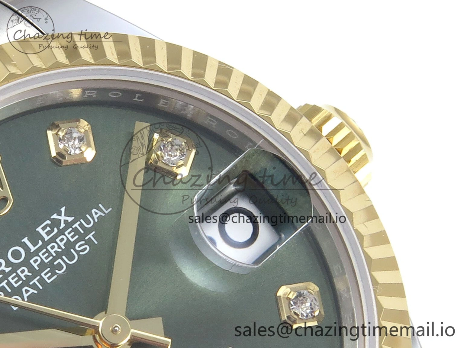 EasyCare DateJust 31 278383 ARF 1:1 Best Edition 904L Steel Green Diamonds Dial on SS YG Oyster Bracelet ETA 579