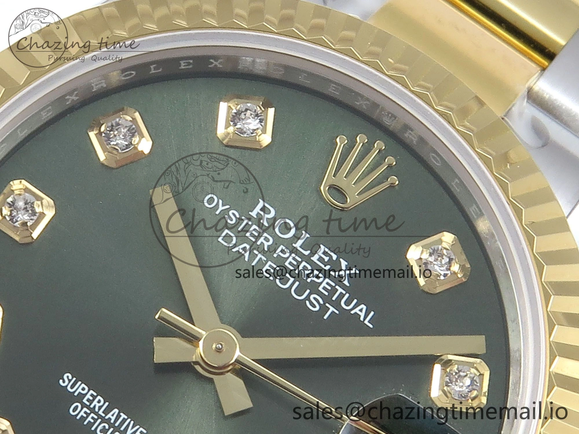 EasyCare DateJust 31 278383 ARF 1:1 Best Edition 904L Steel Green Diamonds Dial on SS YG Oyster Bracelet ETA 579