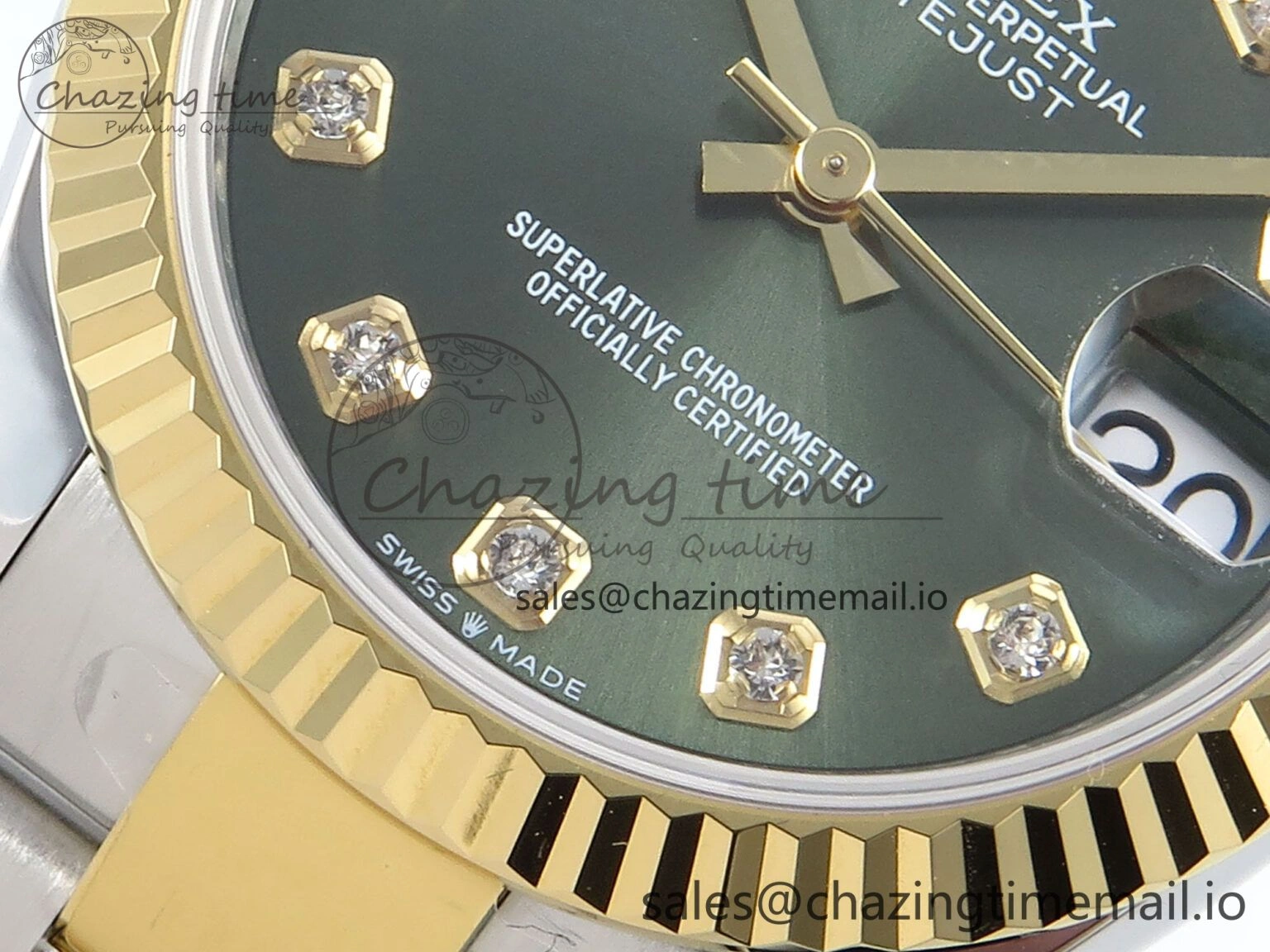 EasyCare DateJust 31 278383 ARF 1:1 Best Edition 904L Steel Green Diamonds Dial on SS YG Oyster Bracelet ETA 579
