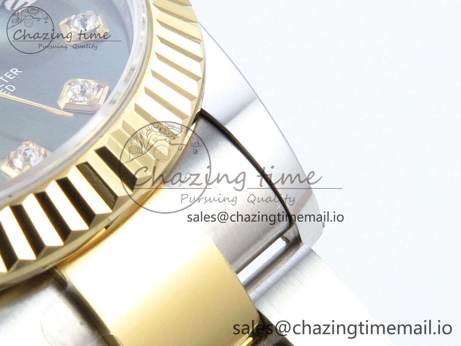 EasyCare DateJust 31 278383 ARF 1:1 Best Edition 904L Steel Green Diamonds Dial on SS YG Oyster Bracelet ETA 579