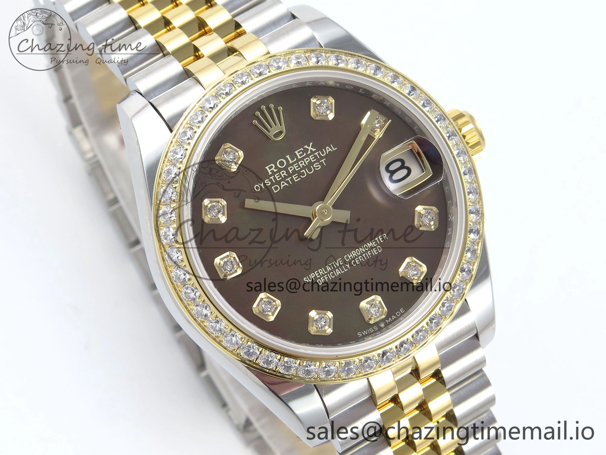 DateJust 31 278383RBR ARF 1:1 Best Edition 904L Steel Brown Diamonds Dial Diamonds Bezel on SS YG Jubilee Bracelet ETA Efficient 409