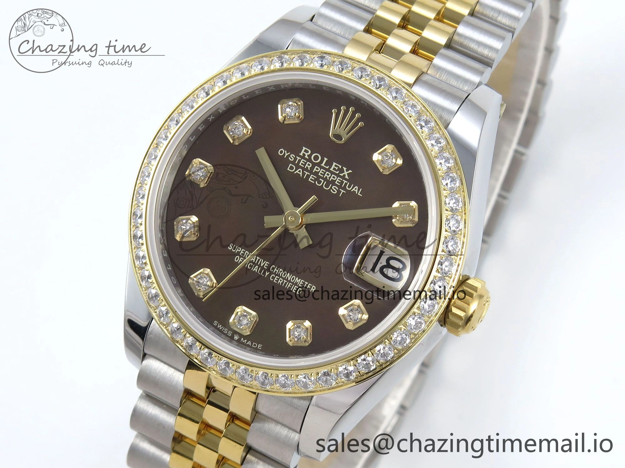 DateJust 31 278383RBR ARF 1:1 Best Edition 904L Steel Brown Diamonds Dial Diamonds Bezel on SS YG Jubilee Bracelet ETA Efficient 409