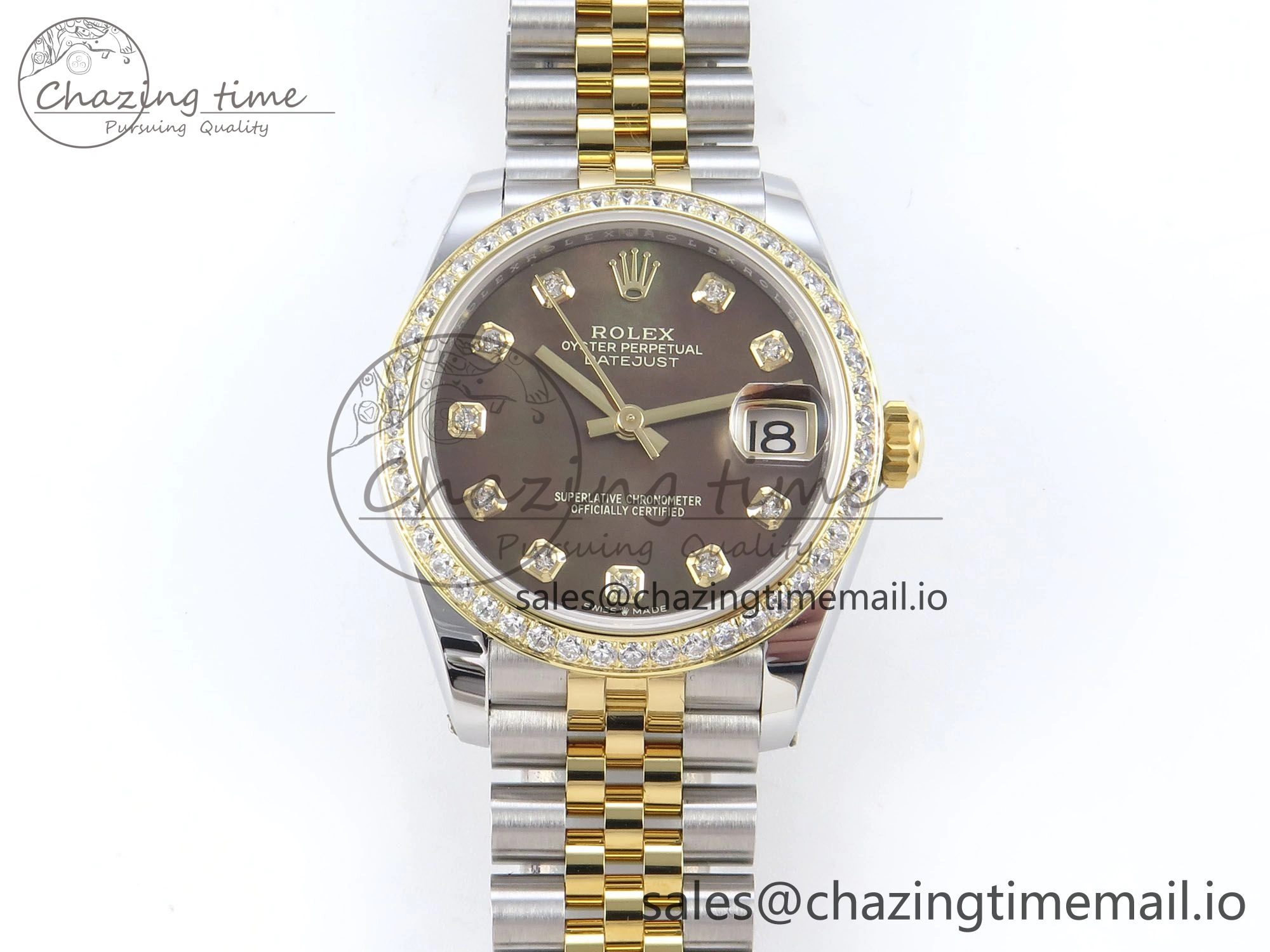 DateJust 31 278383RBR ARF 1:1 Best Edition 904L Steel Brown Diamonds Dial Diamonds Bezel on SS YG Jubilee Bracelet ETA Efficient 409