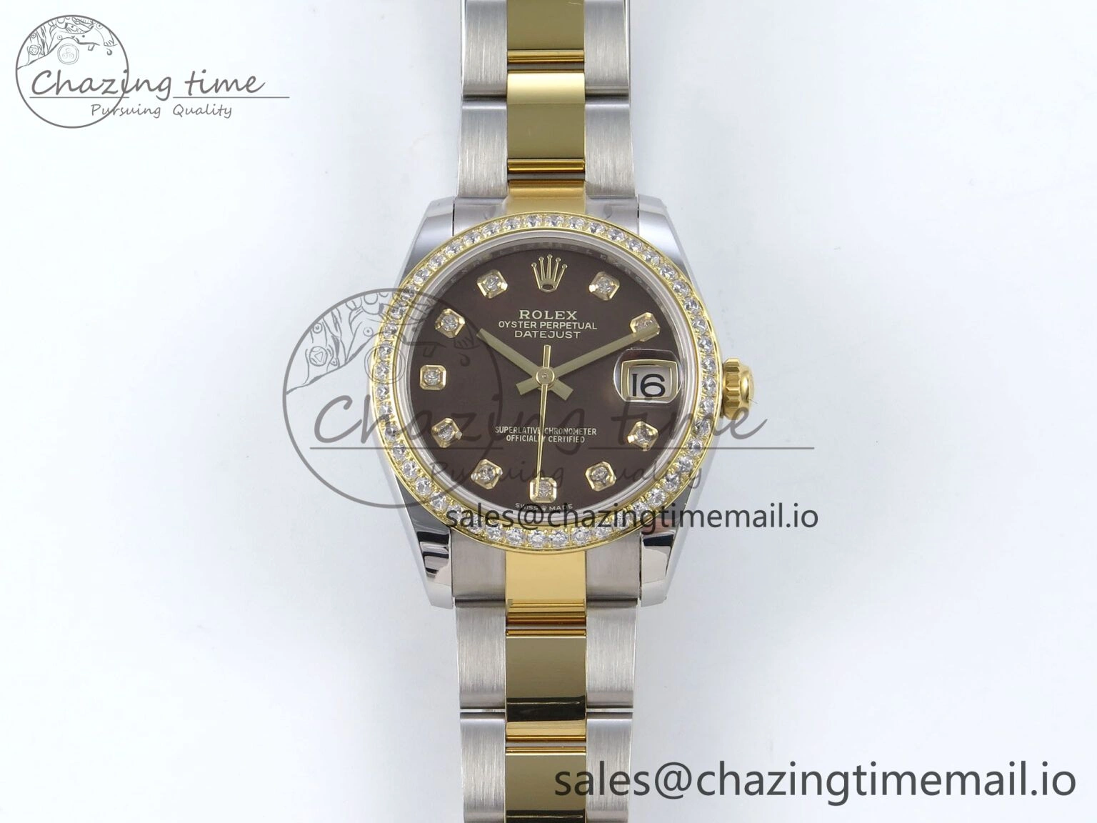 DateJust 31 278383RBR ARF 1:1 Best Edition 904L Steel Brown Diamonds Dial Diamonds Bezel on SS YG Oyster Bracelet ETA Bold 397