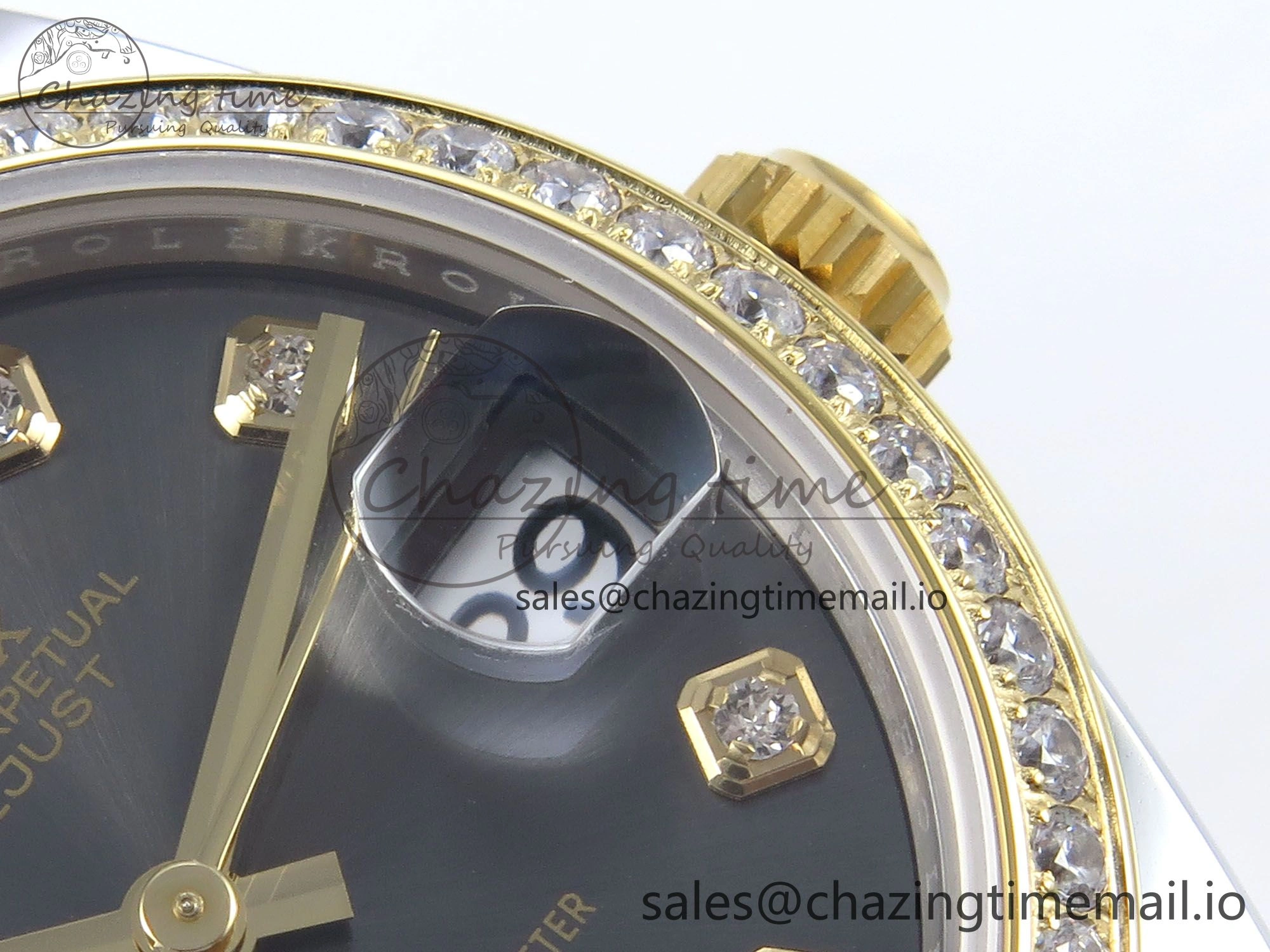 Supportive DateJust 31 278383RBR ARF 1:1 Best Edition 904L Steel Gray Diamonds Dial Diamonds Bezel on SS YG Jubilee Bracelet ETA 411