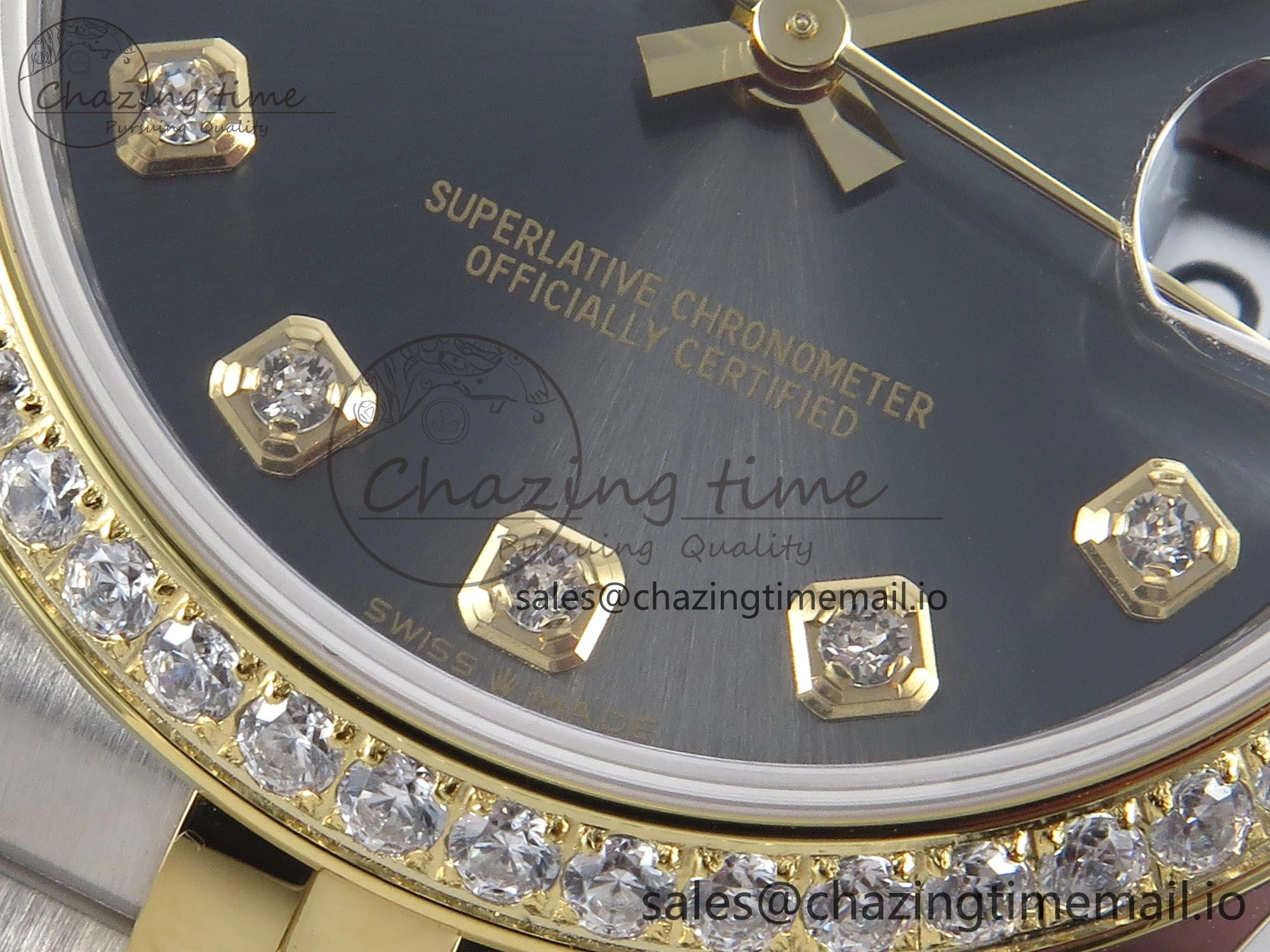 Supportive DateJust 31 278383RBR ARF 1:1 Best Edition 904L Steel Gray Diamonds Dial Diamonds Bezel on SS YG Jubilee Bracelet ETA 411