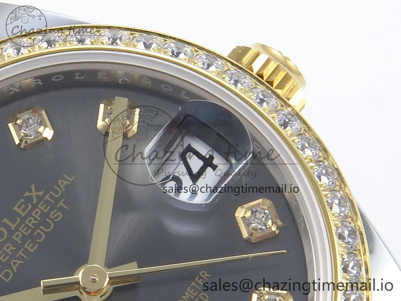 DateJust 31 278383RBR ARF 1:1 Best Edition 904L Steel Gray Diamonds Dial Diamonds Bezel on SS YG Oyster Bracelet ETA Trendsetting 408