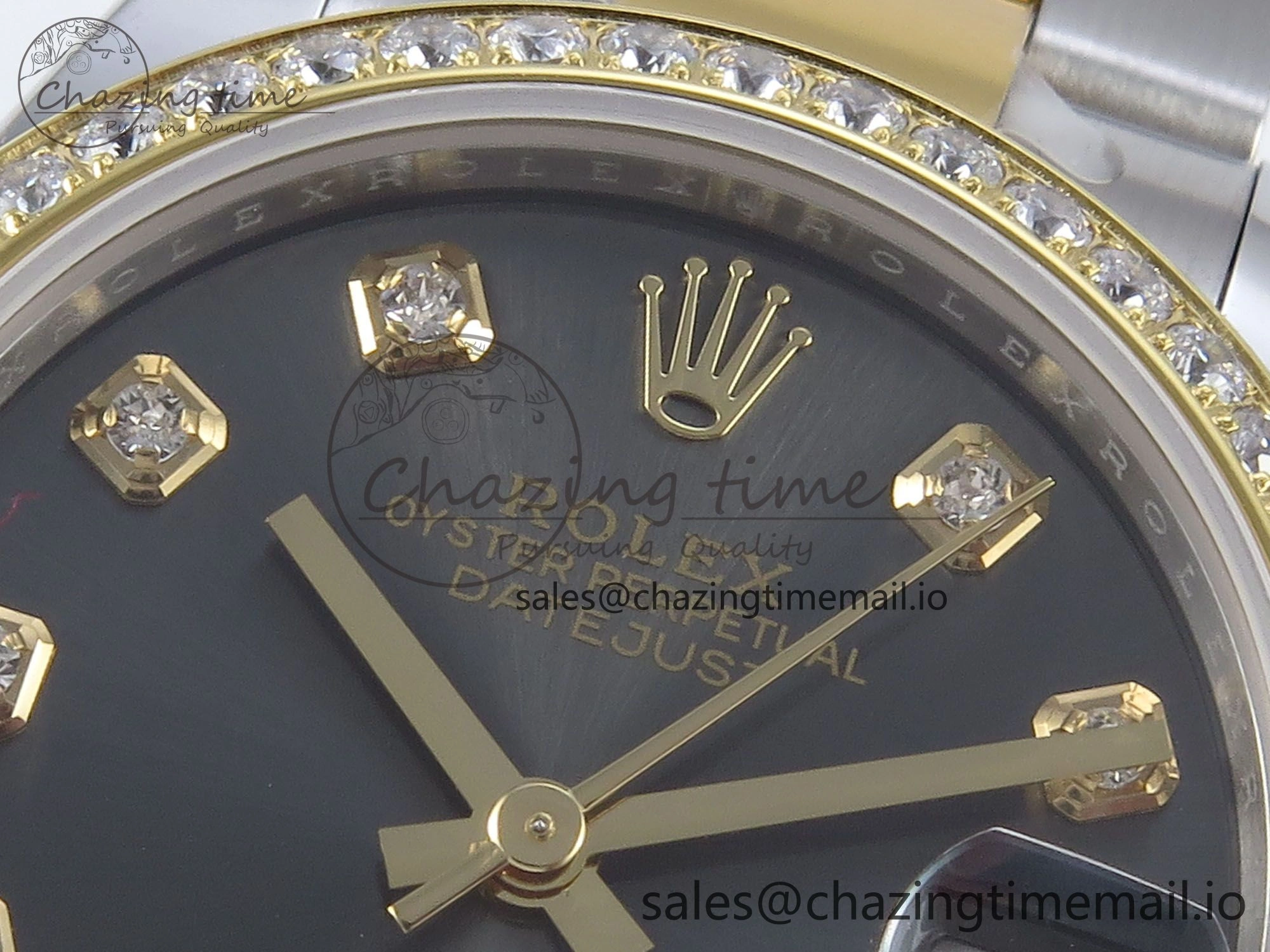 DateJust 31 278383RBR ARF 1:1 Best Edition 904L Steel Gray Diamonds Dial Diamonds Bezel on SS YG Oyster Bracelet ETA Trendsetting 408