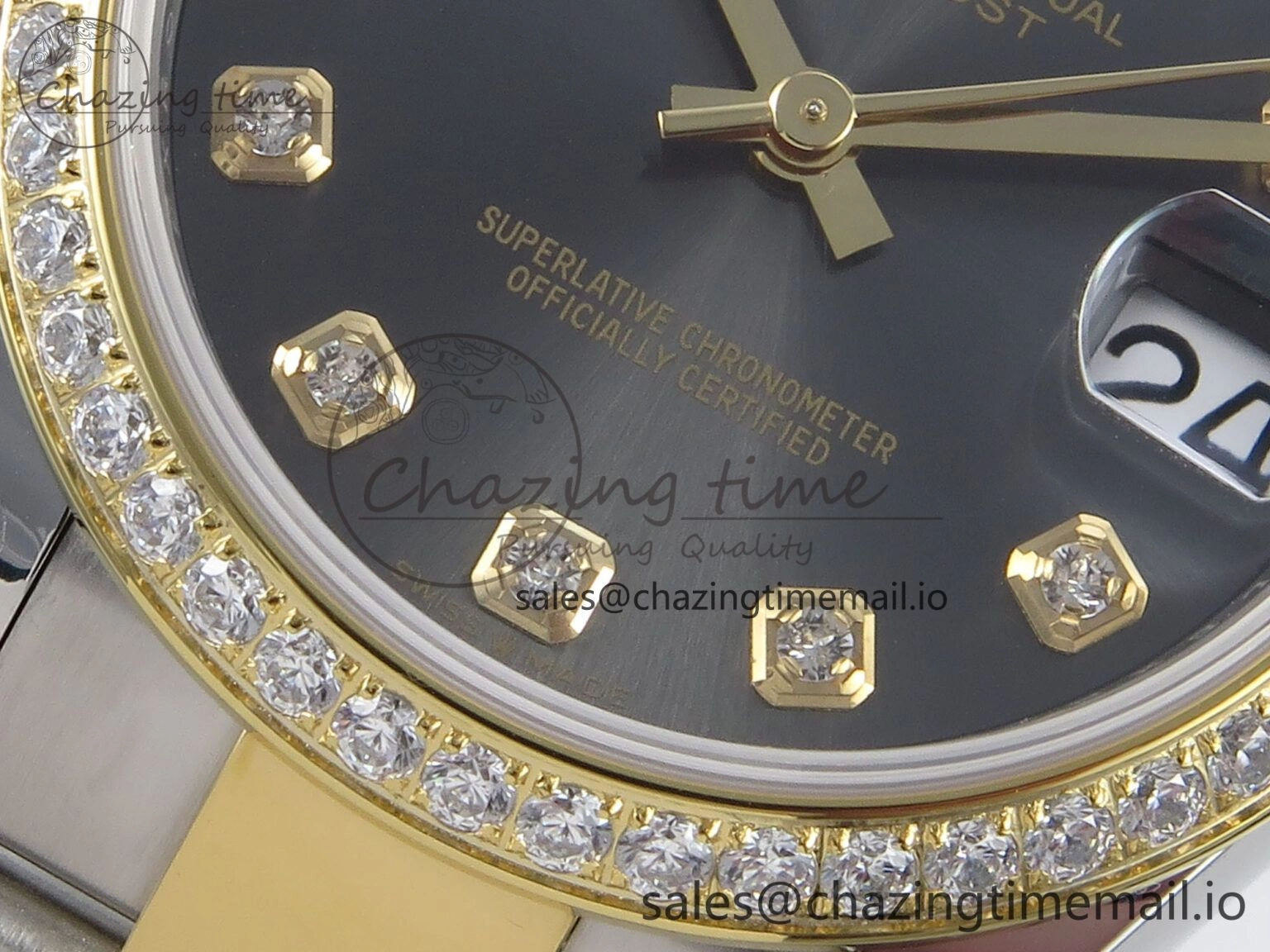 DateJust 31 278383RBR ARF 1:1 Best Edition 904L Steel Gray Diamonds Dial Diamonds Bezel on SS YG Oyster Bracelet ETA Trendsetting 408
