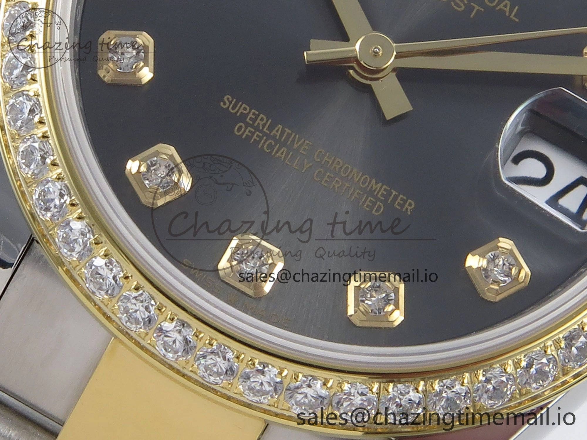 DateJust 31 278383RBR ARF 1:1 Best Edition 904L Steel Gray Diamonds Dial Diamonds Bezel on SS YG Oyster Bracelet ETA Trendsetting 408