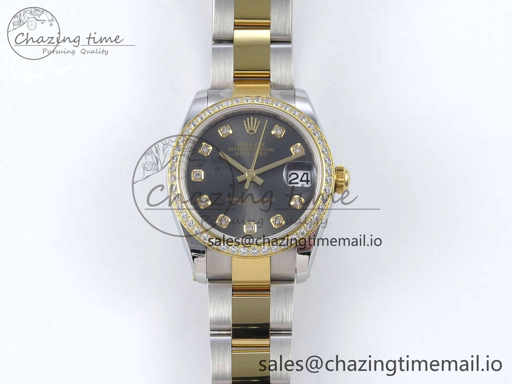 DateJust 31 278383RBR ARF 1:1 Best Edition 904L Steel Gray Diamonds Dial Diamonds Bezel on SS YG Oyster Bracelet ETA Trendsetting 408