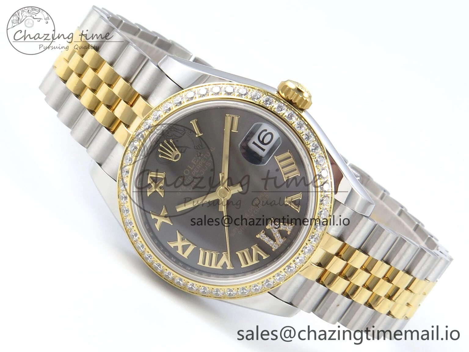 ZeroBulk DateJust 31 278383RBR ARF 1:1 Best Edition 904L Steel Gray Roman Diamonds Dial Diamonds Bezel on SS YG Jubilee Bracelet ETA 410