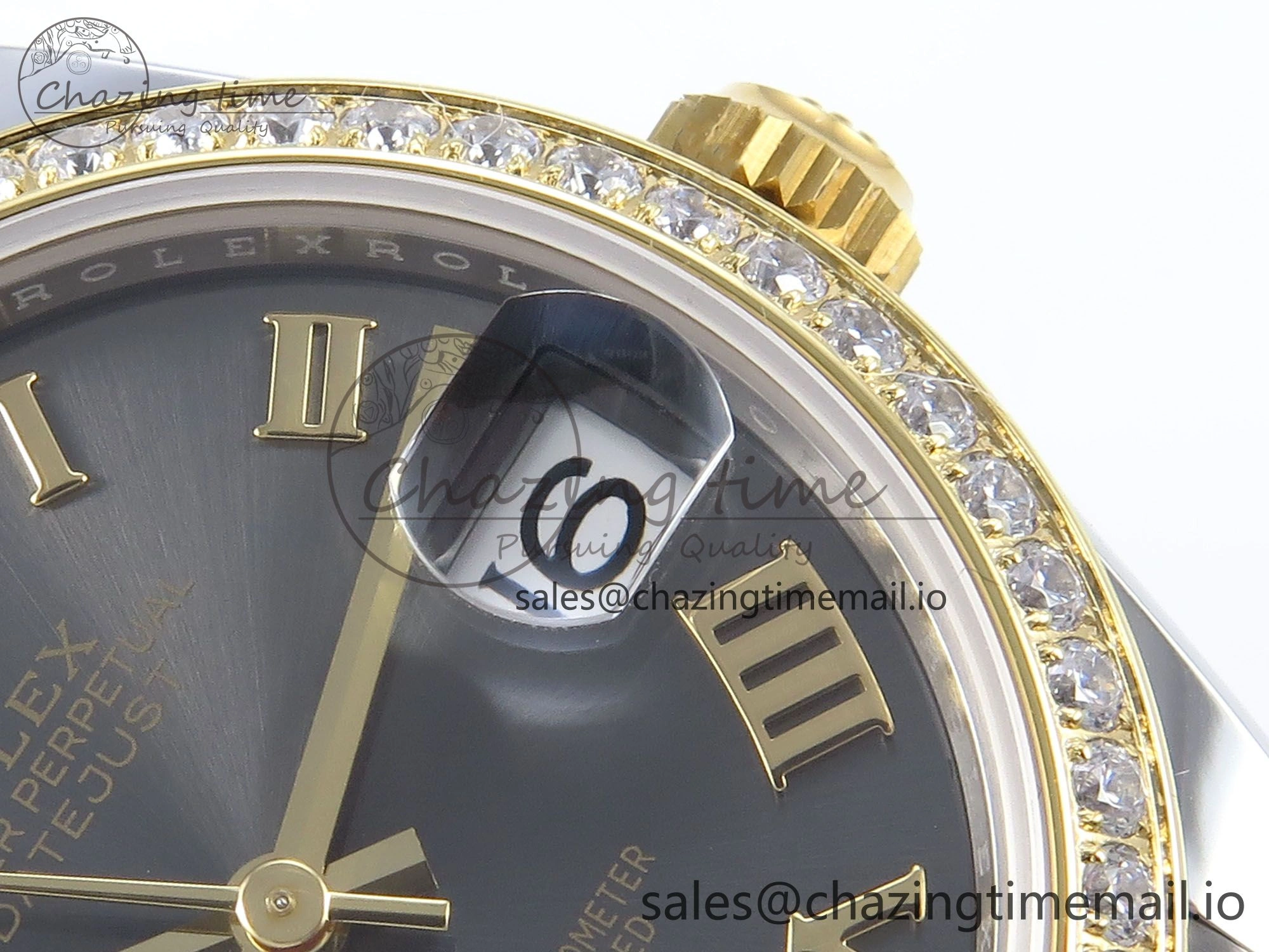 ZeroBulk DateJust 31 278383RBR ARF 1:1 Best Edition 904L Steel Gray Roman Diamonds Dial Diamonds Bezel on SS YG Jubilee Bracelet ETA 410