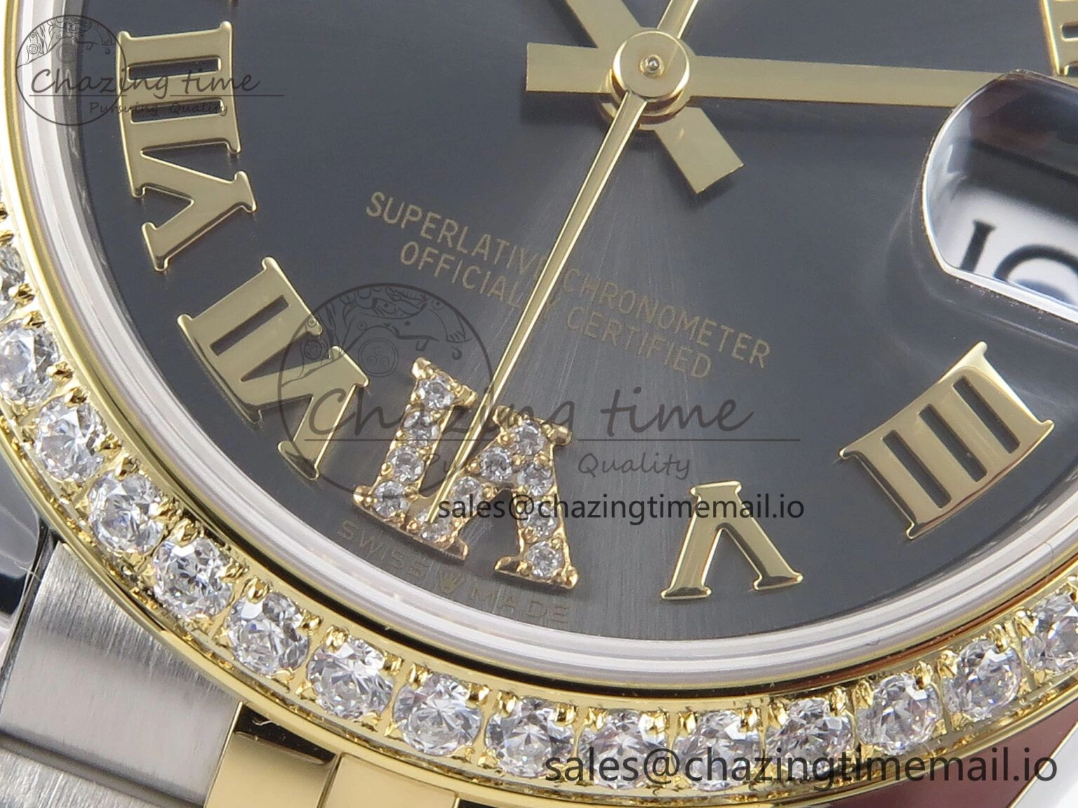 ZeroBulk DateJust 31 278383RBR ARF 1:1 Best Edition 904L Steel Gray Roman Diamonds Dial Diamonds Bezel on SS YG Jubilee Bracelet ETA 410