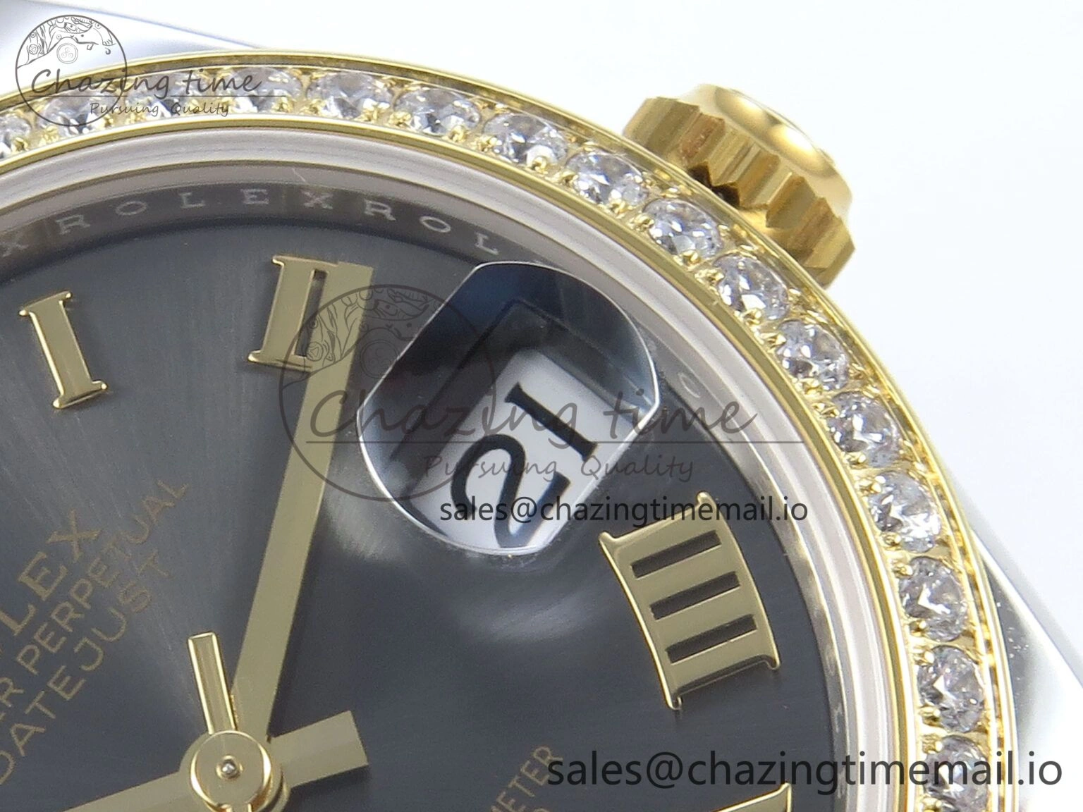 DateJust 31 278383RBR ARF 1:1 Best Edition 904L Steel Gray Roman Diamonds Dial Diamonds Bezel on SS YG Oyster Bracelet ETA Soft 403