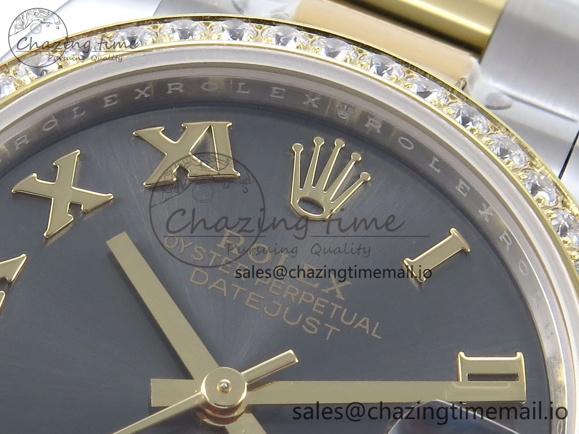 DateJust 31 278383RBR ARF 1:1 Best Edition 904L Steel Gray Roman Diamonds Dial Diamonds Bezel on SS YG Oyster Bracelet ETA Soft 403