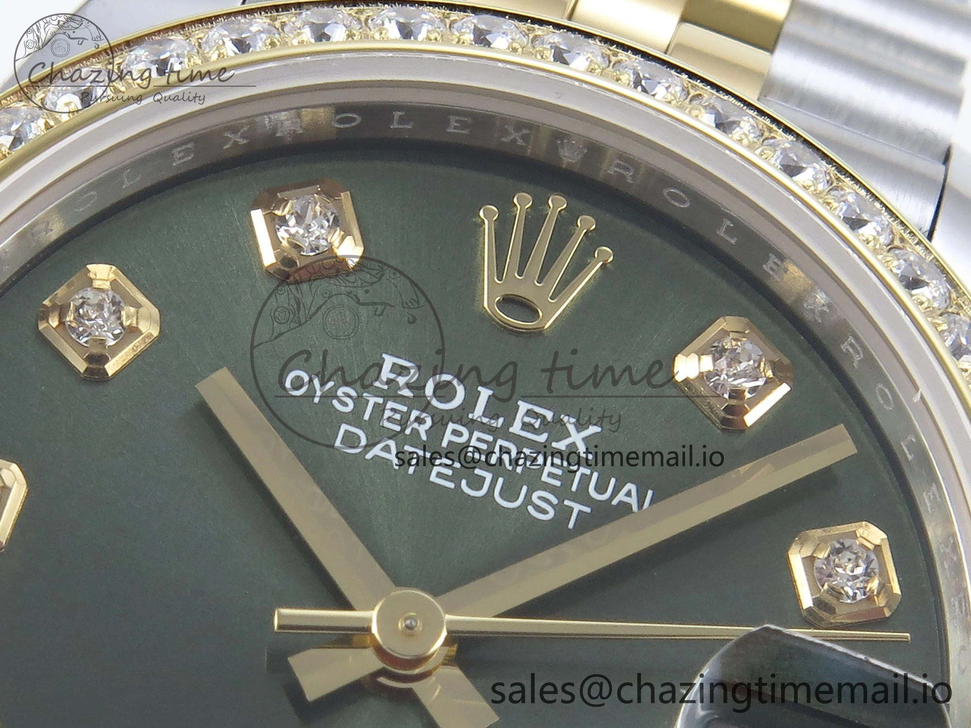 DateJust 31 278383RBR ARF 1:1 Best Edition 904L Steel Green Diamonds Dial Diamonds Bezel on SS YG Jubilee Bracelet ETA RelaxedFit 416