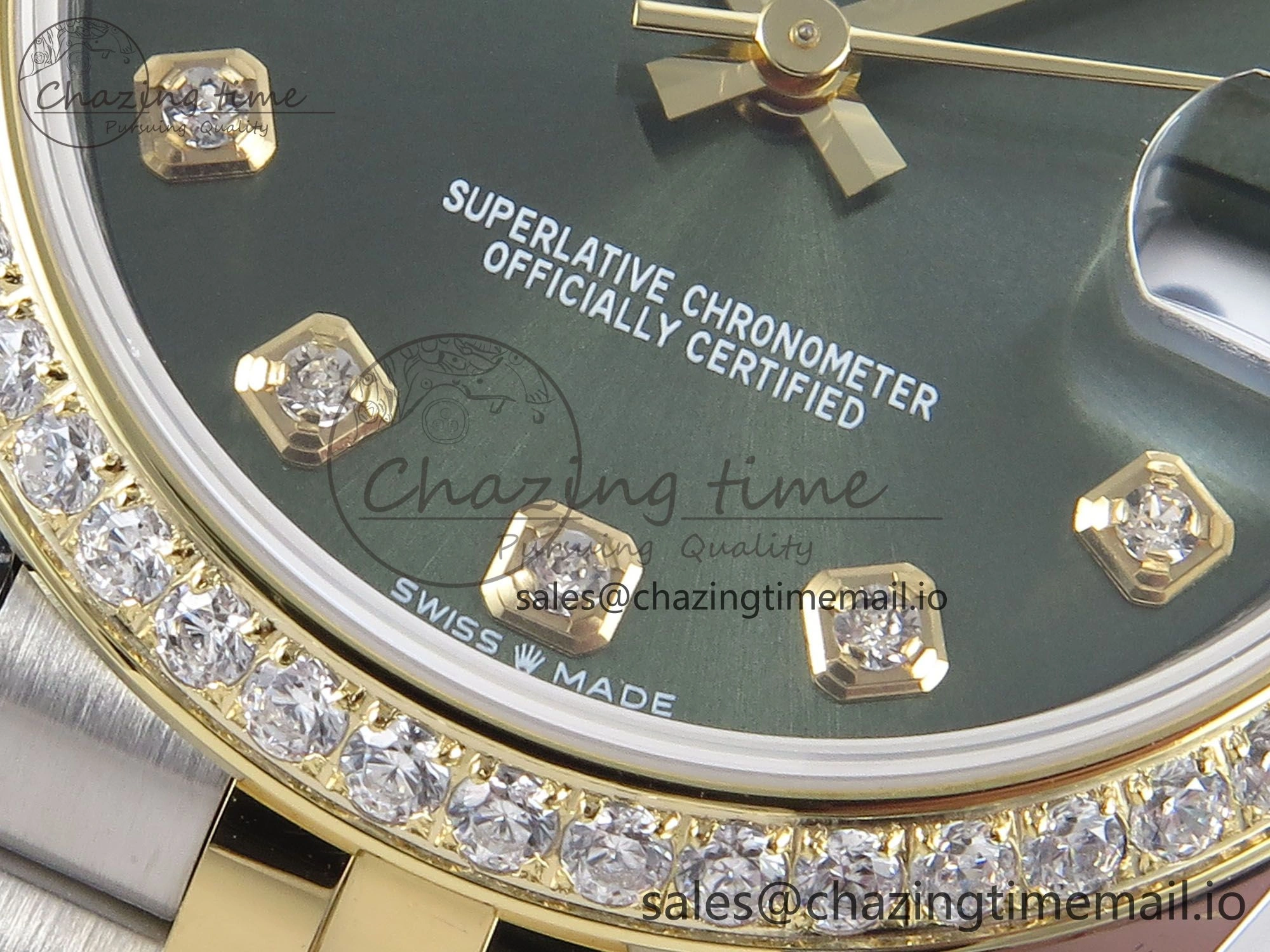 DateJust 31 278383RBR ARF 1:1 Best Edition 904L Steel Green Diamonds Dial Diamonds Bezel on SS YG Jubilee Bracelet ETA RelaxedFit 416