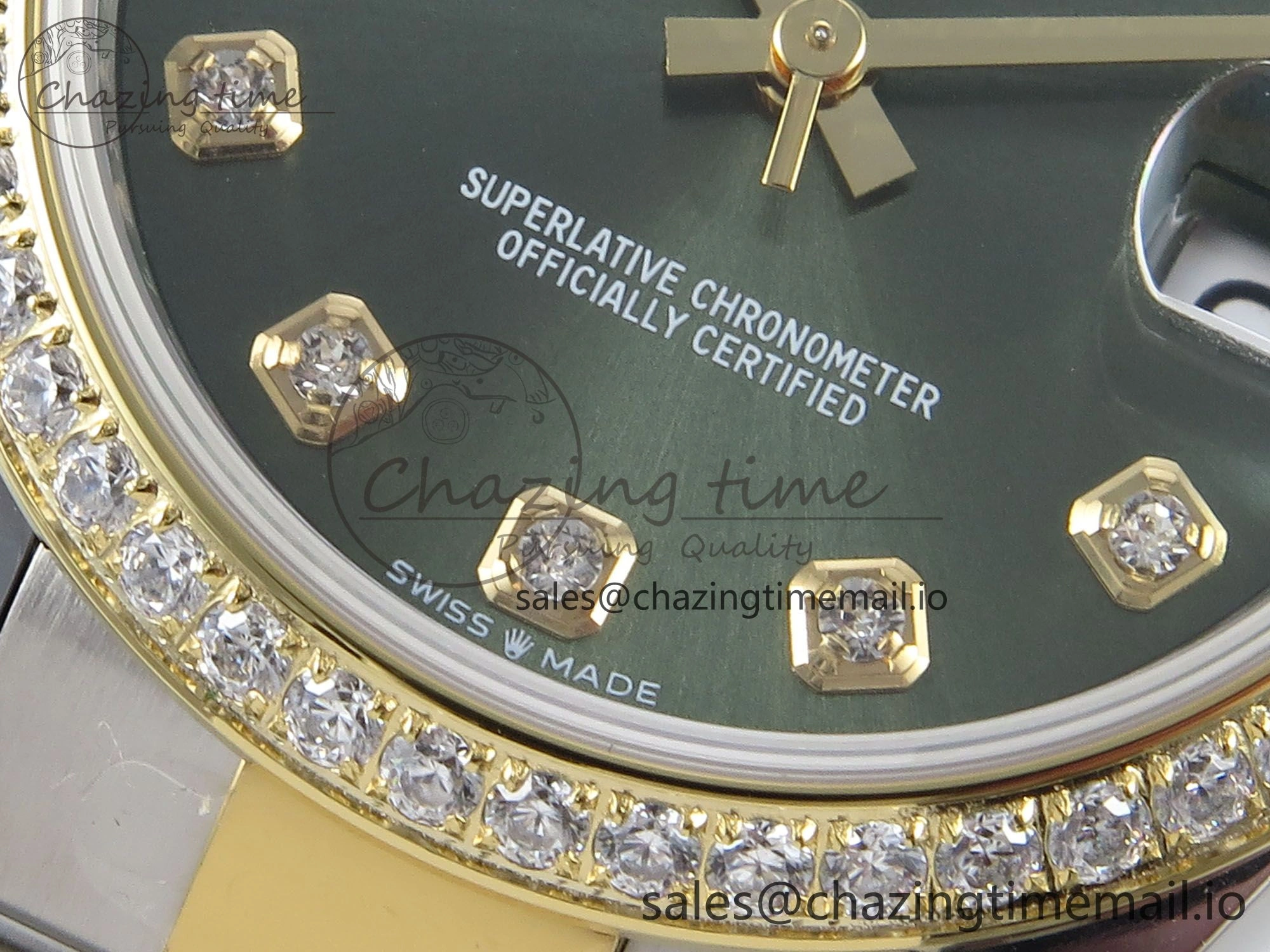 DateJust 31 278383RBR ARF 1:1 Best Edition 904L Steel Green Diamonds Dial Diamonds Bezel on SS YG Oyster Bracelet ETA Affordable 401