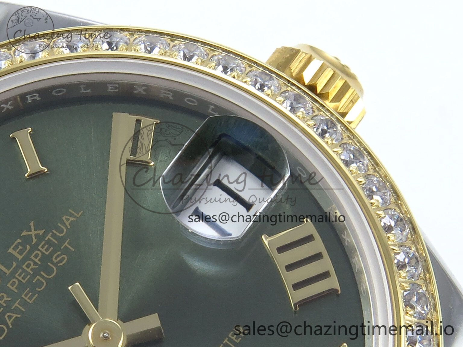 Packable DateJust 31 278383RBR ARF 1:1 Best Edition 904L Steel Green Roman Diamonds Dial Diamonds Bezel on SS YG Jubilee Bracelet ETA 418