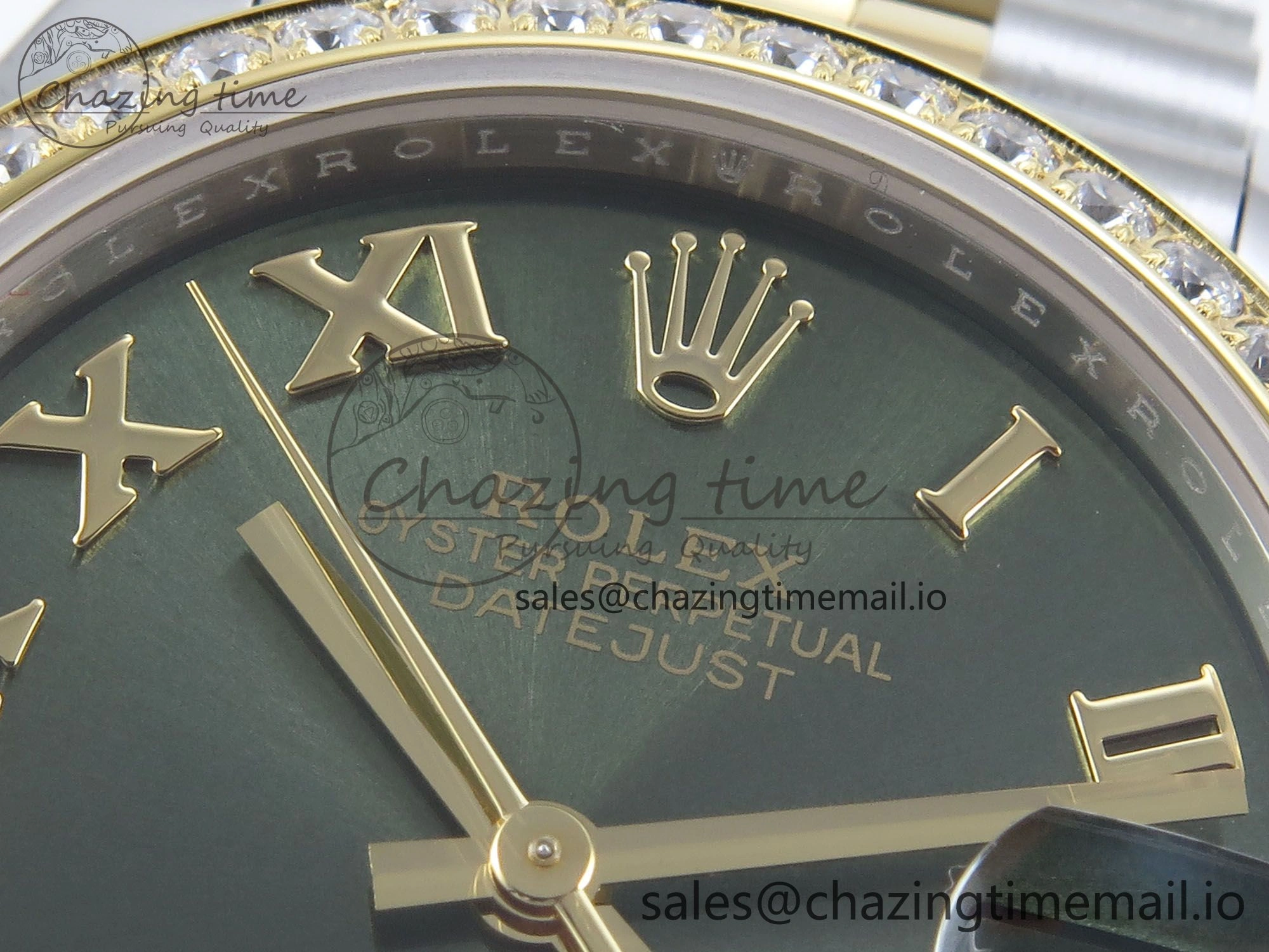 Packable DateJust 31 278383RBR ARF 1:1 Best Edition 904L Steel Green Roman Diamonds Dial Diamonds Bezel on SS YG Jubilee Bracelet ETA 418