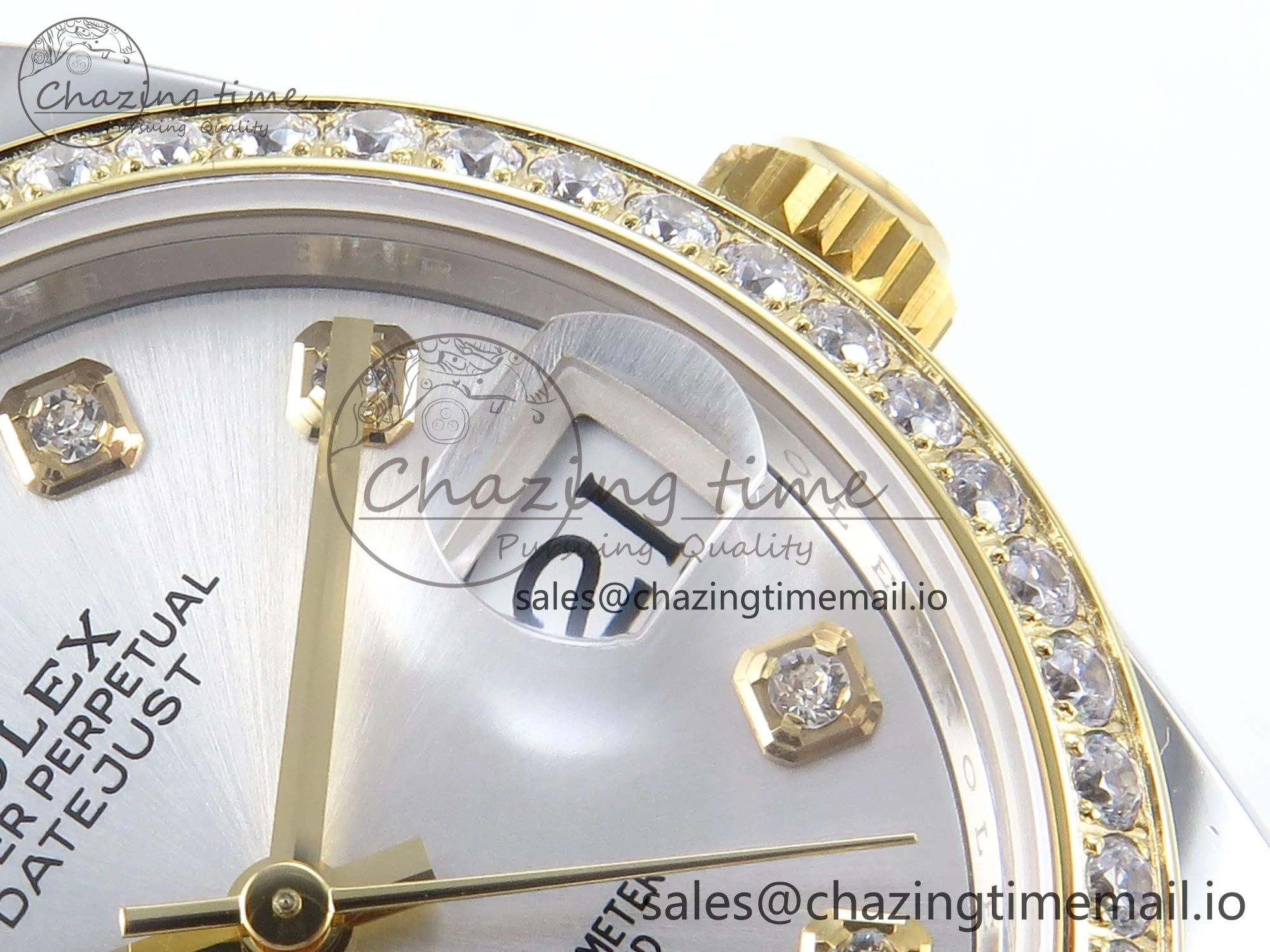Versatile DateJust 31 278383RBR ARF 1:1 Best Edition 904L Steel Silver Diamonds Dial Diamonds Bezel on SS YG Jubilee Bracelet ETA 413