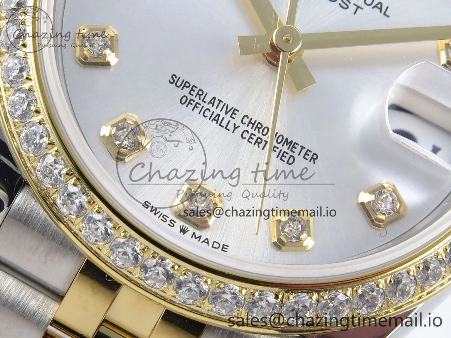 Versatile DateJust 31 278383RBR ARF 1:1 Best Edition 904L Steel Silver Diamonds Dial Diamonds Bezel on SS YG Jubilee Bracelet ETA 413