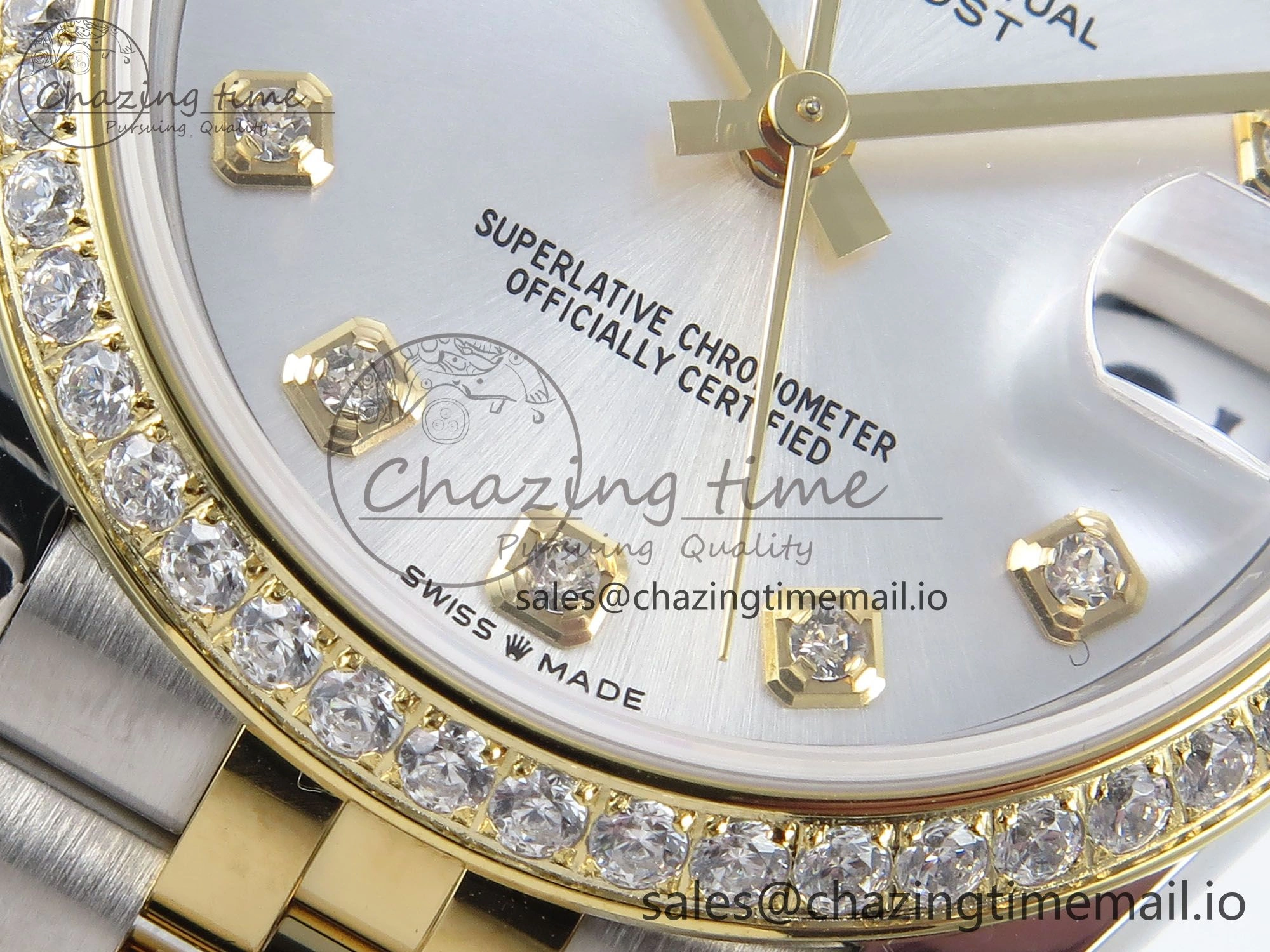 Versatile DateJust 31 278383RBR ARF 1:1 Best Edition 904L Steel Silver Diamonds Dial Diamonds Bezel on SS YG Jubilee Bracelet ETA 413