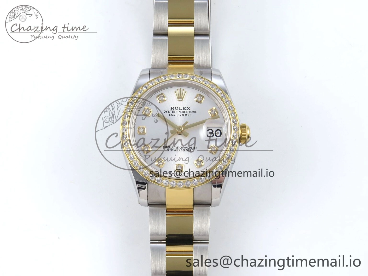 DateJust 31 278383RBR ARF 1:1 Best Edition 904L Steel Silver Diamonds Dial Diamonds Bezel on SS YG Oyster Bracelet ETA Bright 402
