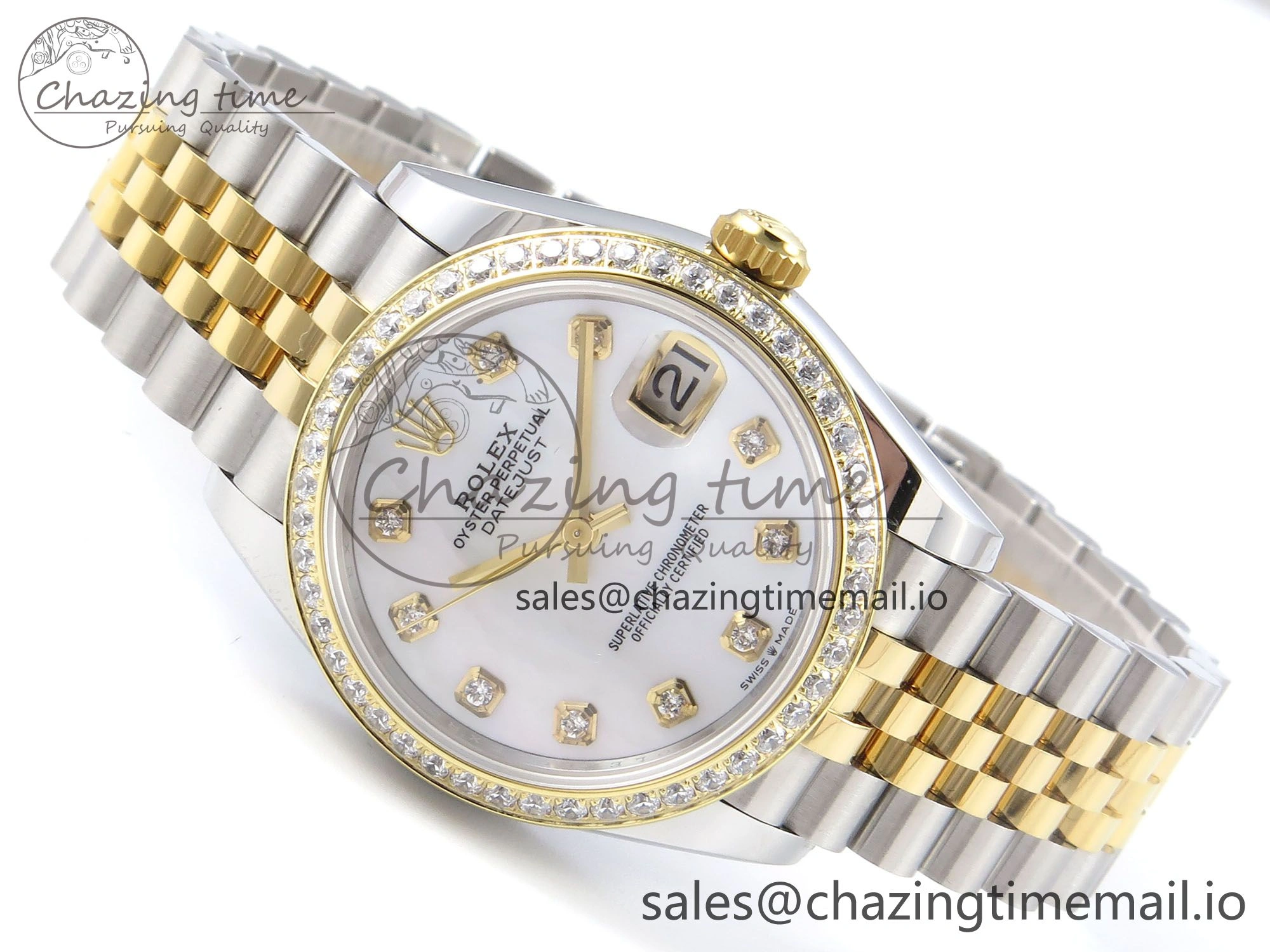 DateJust 31 278383RBR ARF 1:1 Best Edition 904L Steel White MOP Dial Diamonds Bezel on SS YG Jubilee Bracelet ETA FastDry 406